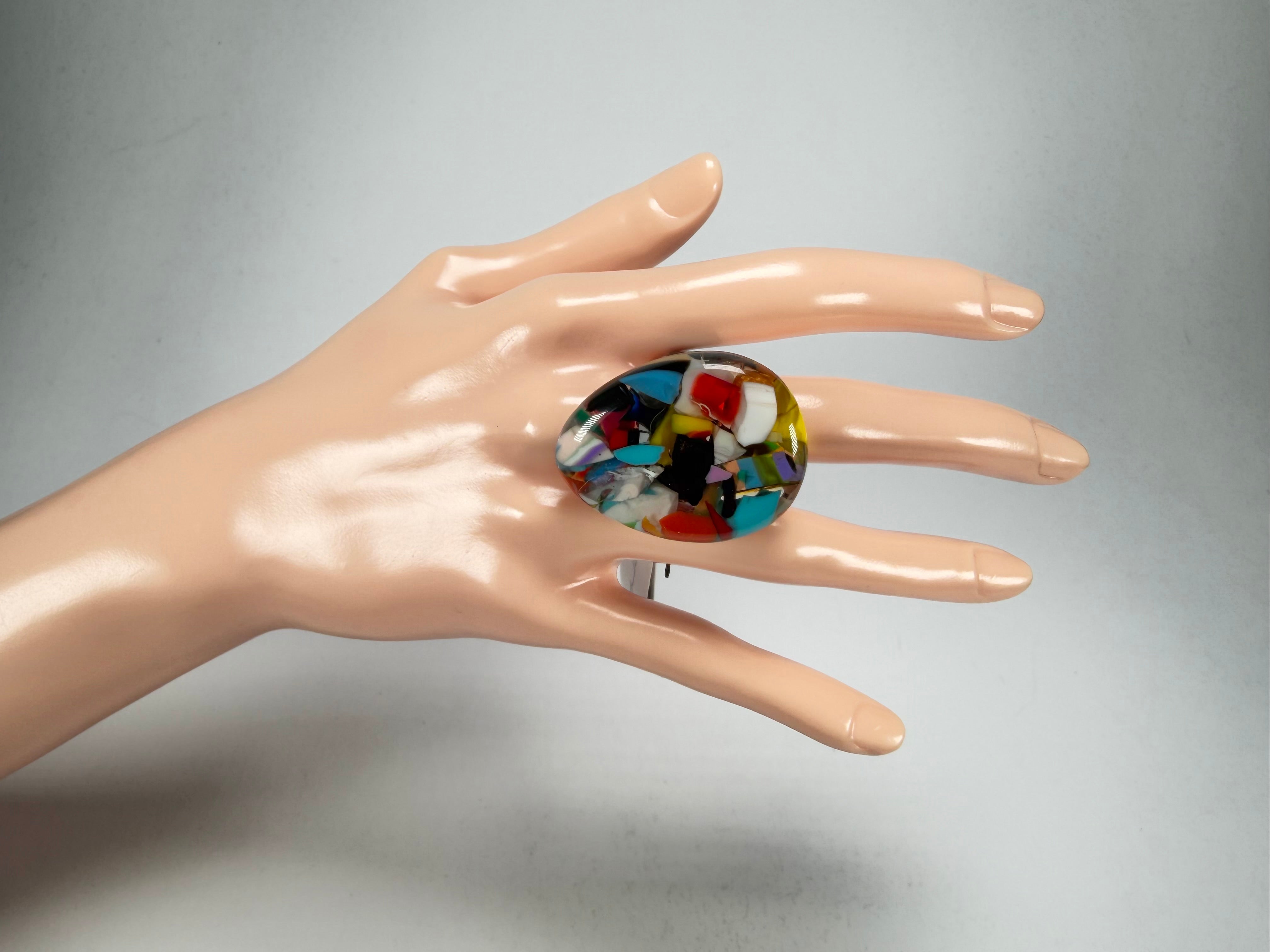 Sobral - Caillou Cristal "Poesia" Resin Ring ( 003597 ) - Size UK N / US 7