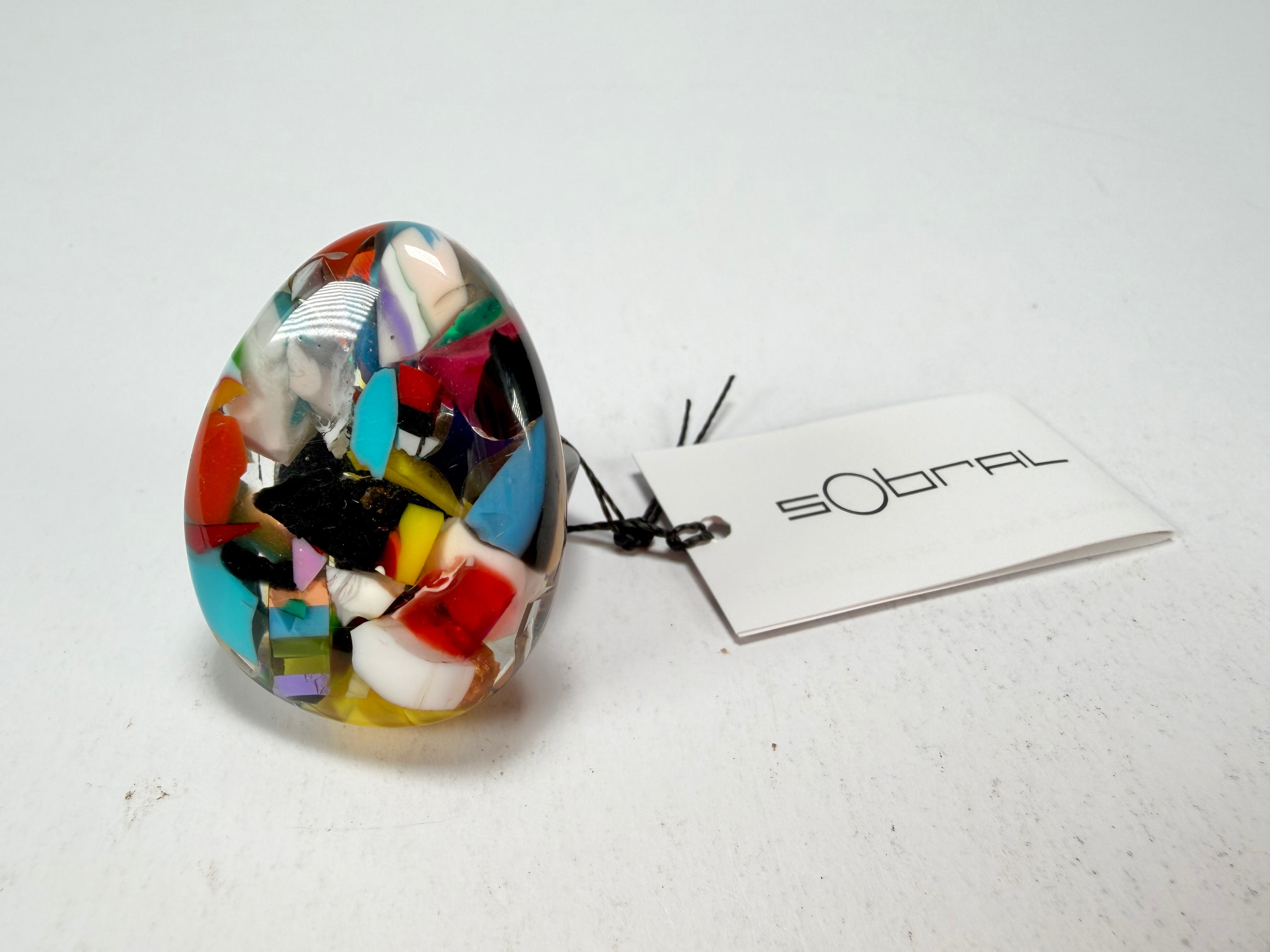 Sobral - Caillou Cristal "Poesia" Resin Ring ( 003597 ) - Size UK N / US 7