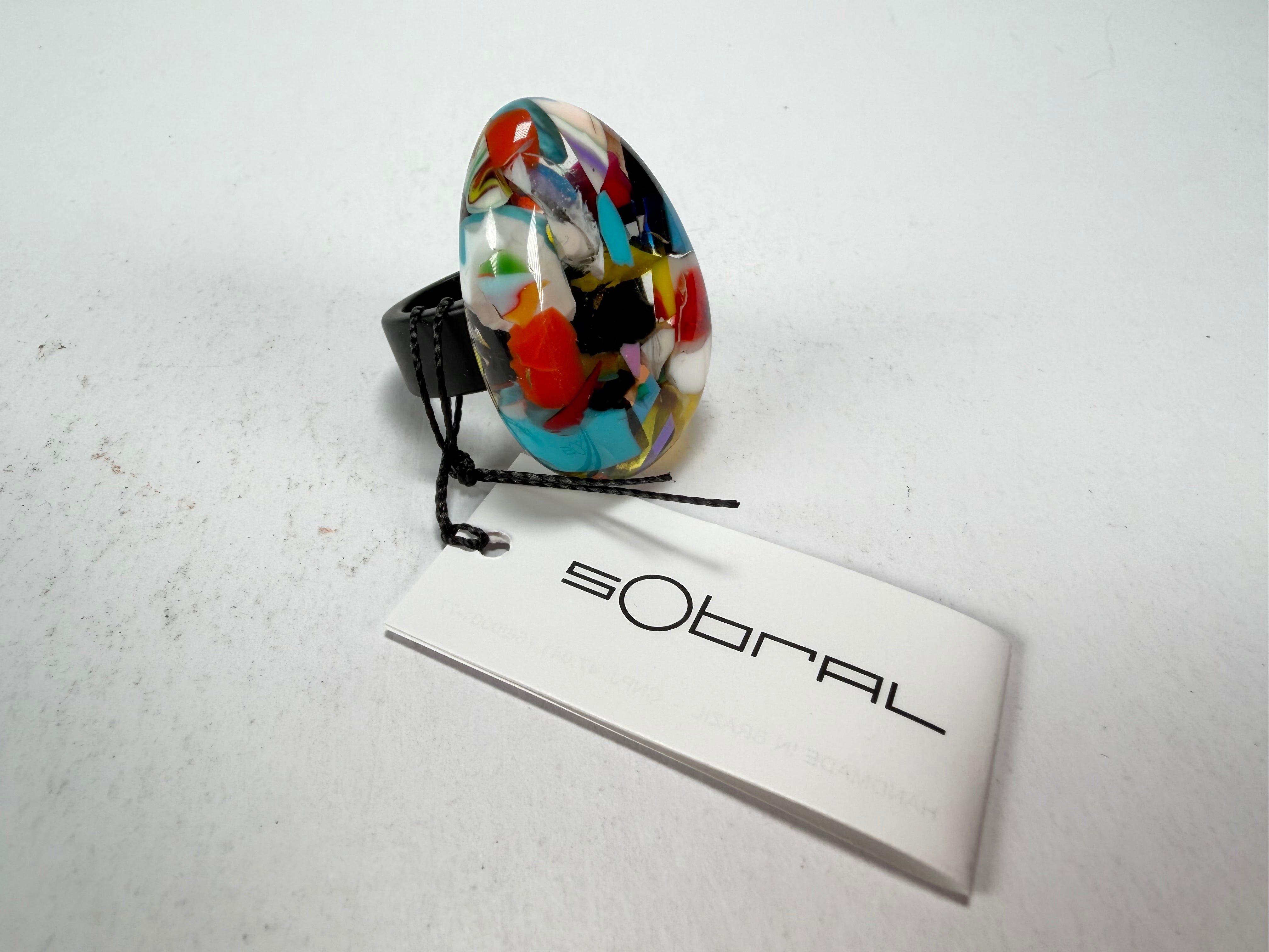 Sobral - Caillou Cristal "Poesia" Resin Ring ( 003597 ) - Size UK N / US 7