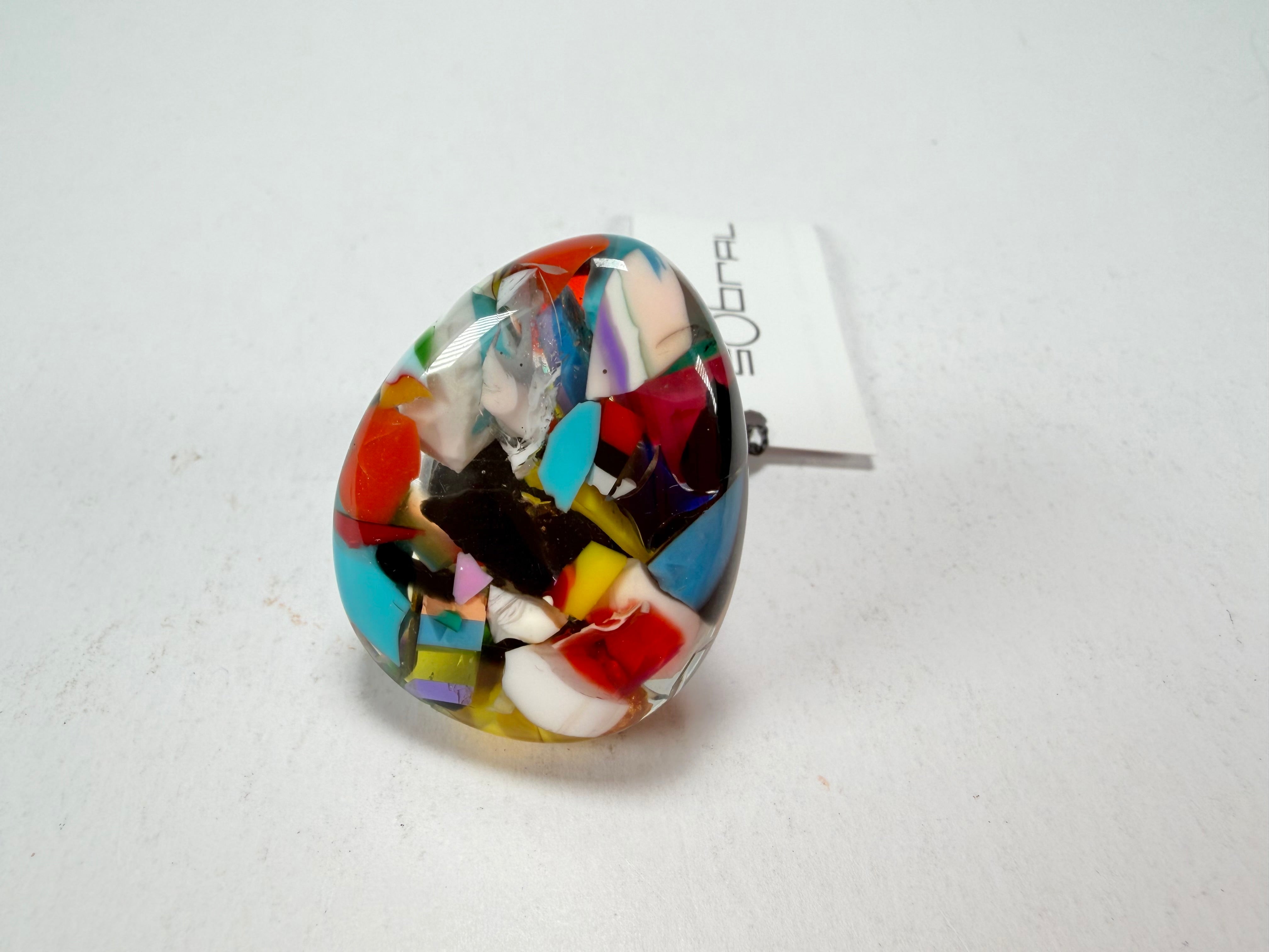 Sobral - Caillou Cristal "Poesia" Resin Ring ( 003597 ) - Size UK N / US 7