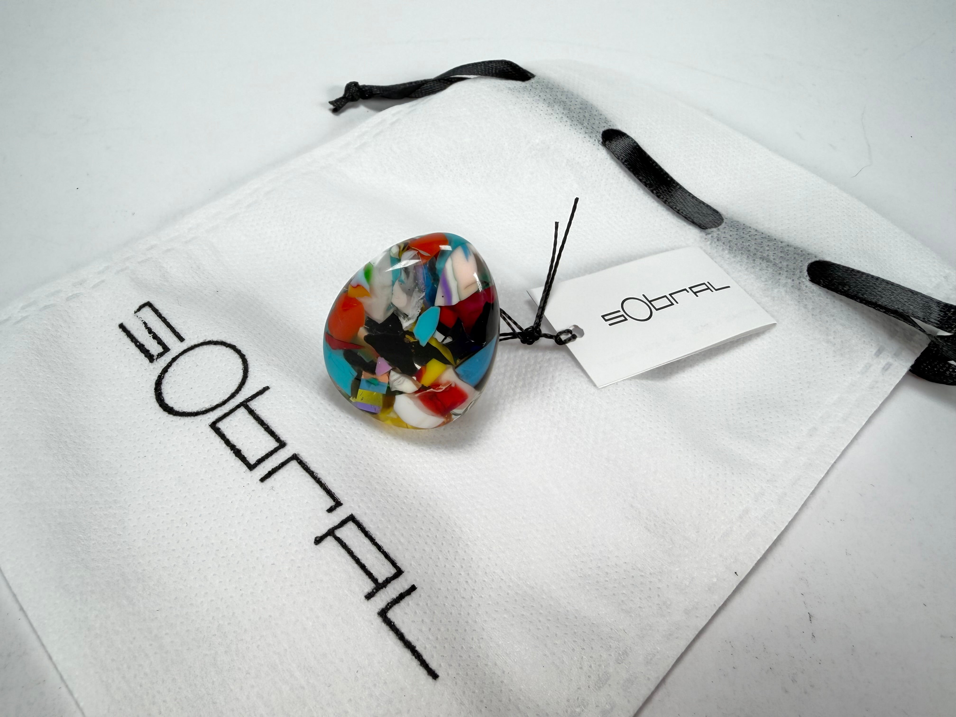 Sobral - Caillou Cristal "Poesia" Resin Ring ( 003597 ) - Size UK N / US 7