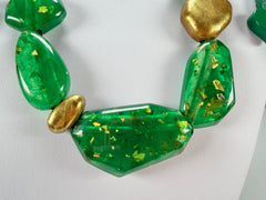 Zsiska - Pyrite "Prue Leith" Emerald with Gold Flakes Resin Necklace ( P200101GREEQ10 )