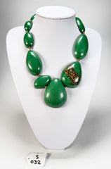 Sobral - Metalique Orlando "Elen" Green Resin Necklace ( 005411 )