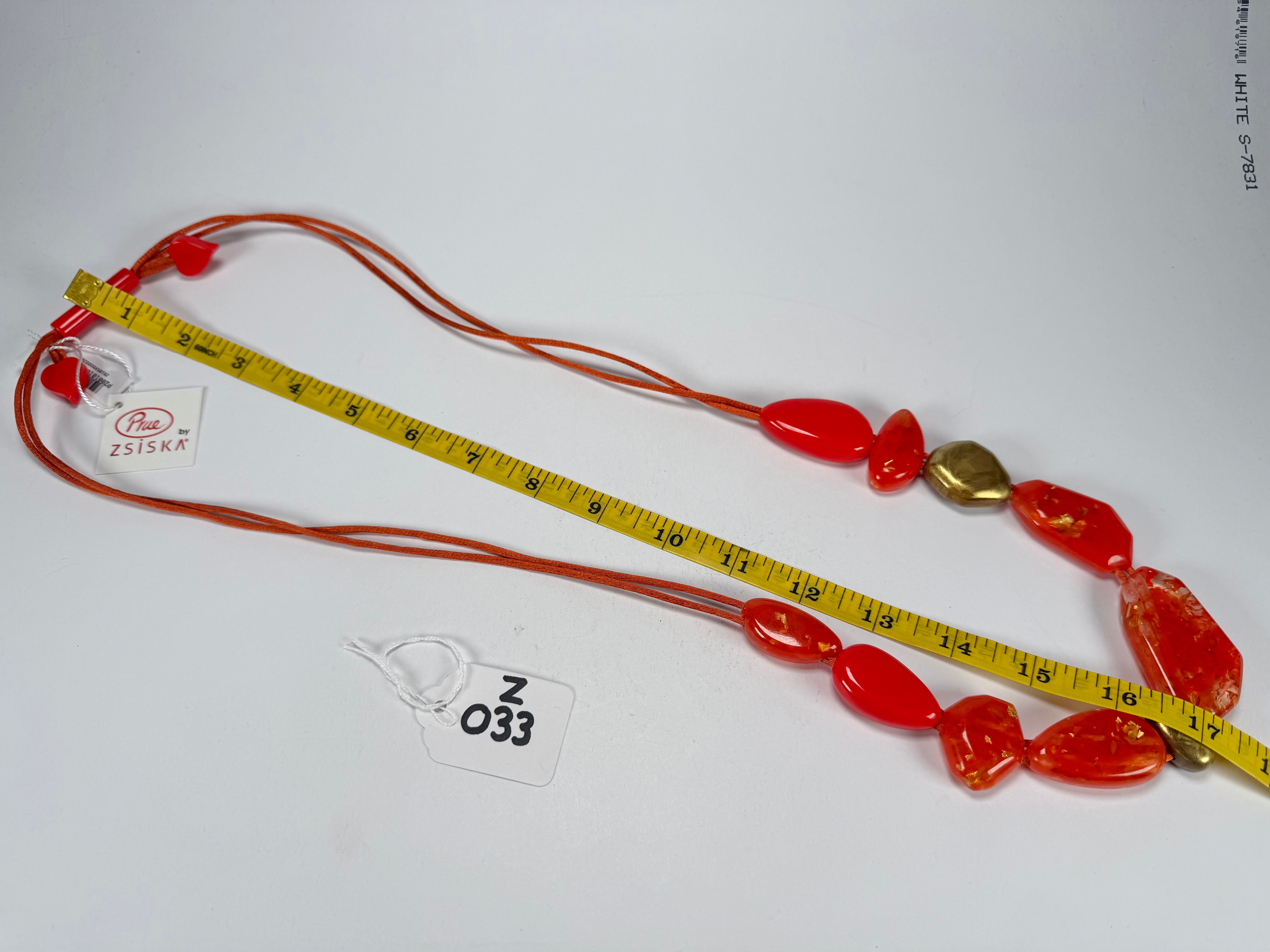 Zsiska - Pyrite "Prue Leith" Orange with Gold Flakes Resin Necklace ( P200101ORANQ10 )