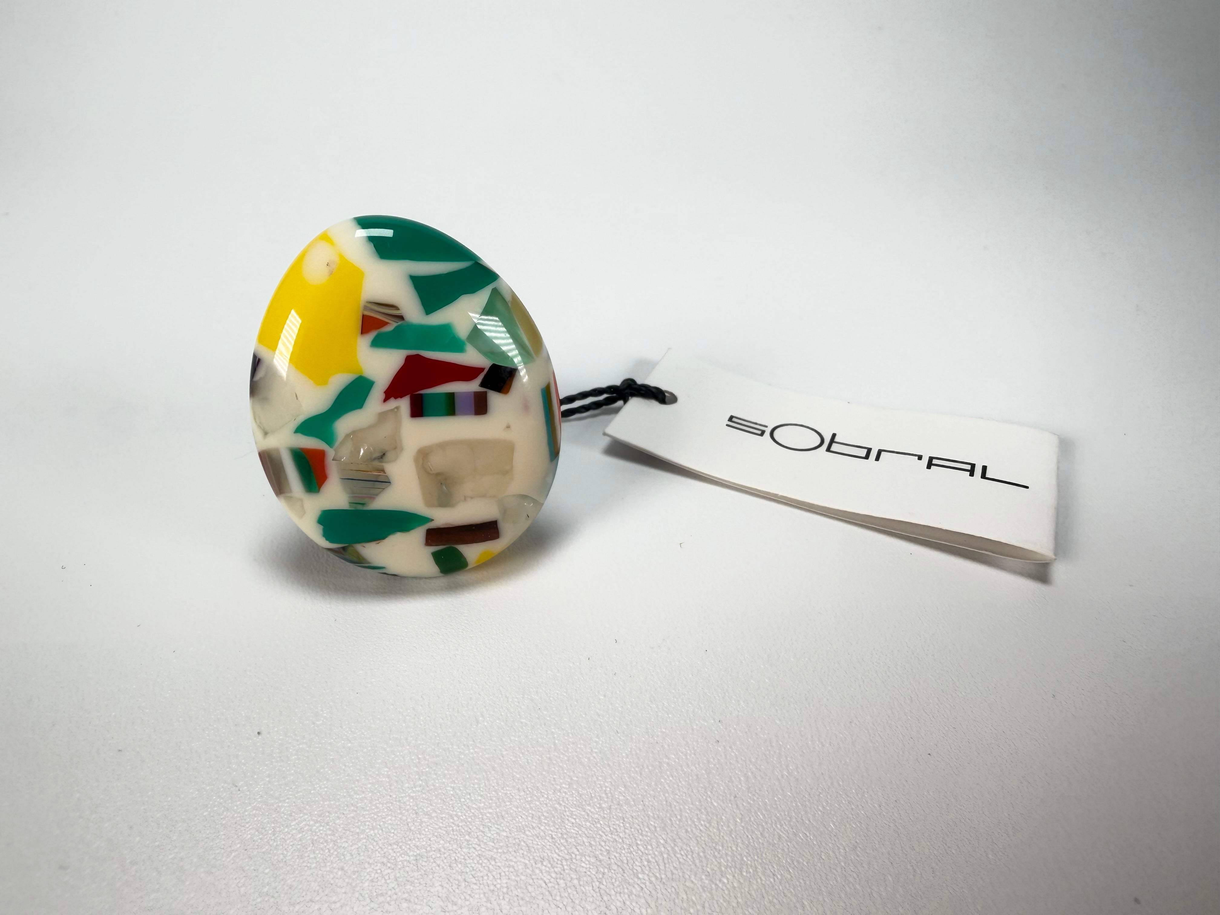 Sobral - Caillou Marfim "Poesia" Resin Ring ( 003597 ) - Size UK S / US 9