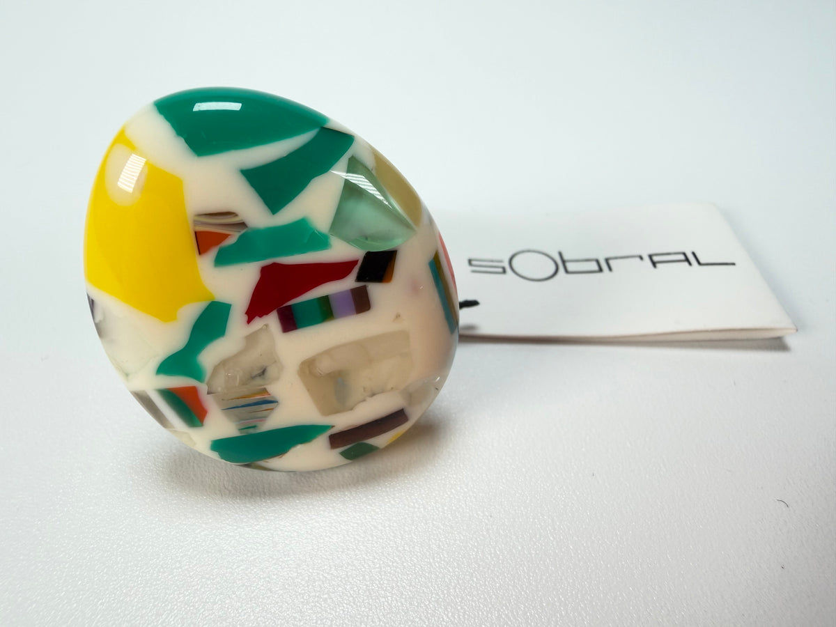 Sobral - Caillou Marfim "Poesia" Resin Ring ( 003597 ) - Size UK S / US 9