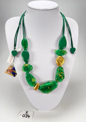 Zsiska - Pyrite "Prue Leith" Emerald with Gold Flakes Resin Necklace ( P200101GREEQ10 )