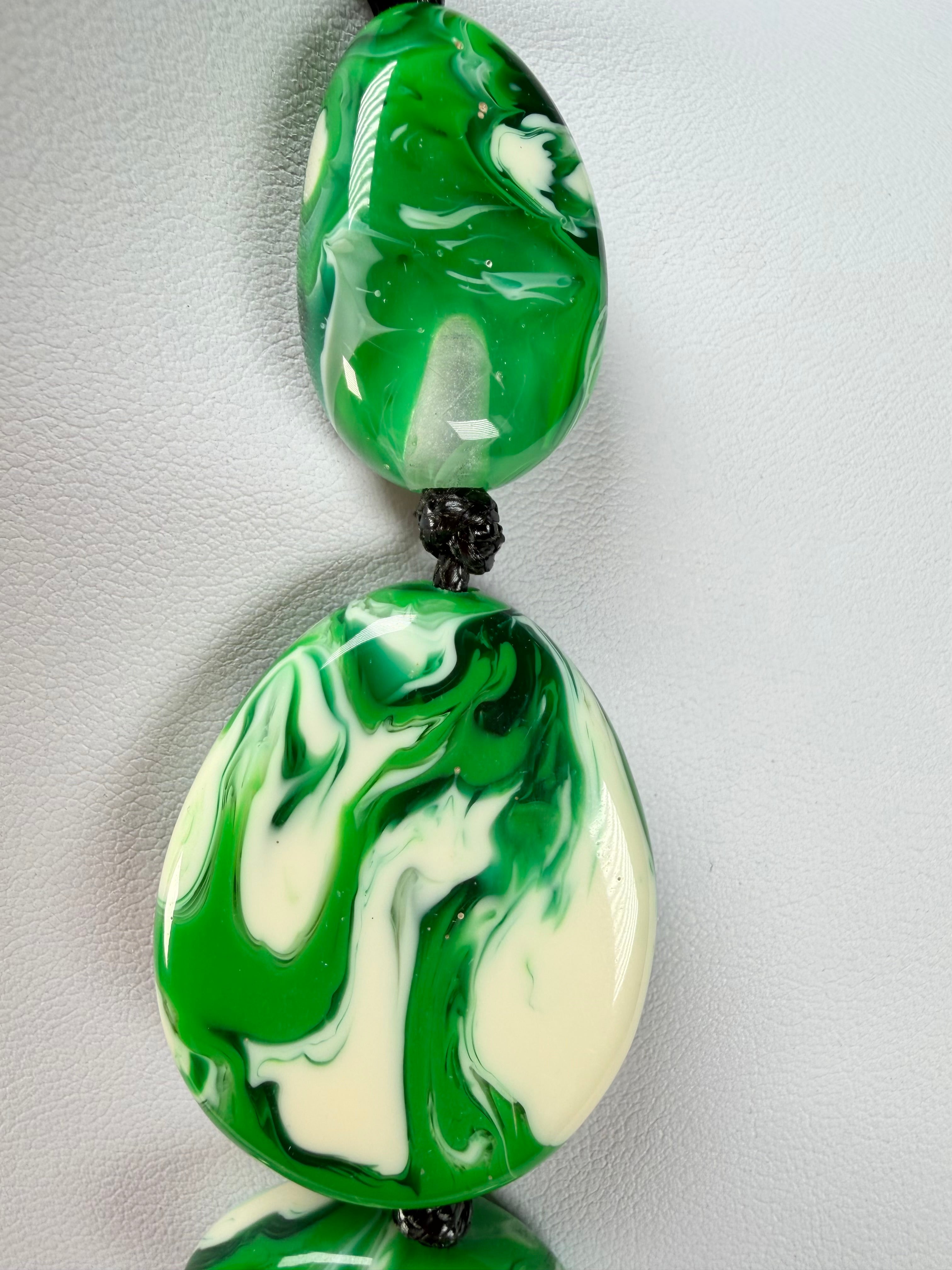Sobral - Onda Verde "Onda Lisi" Green Resin Necklace ( 004578 )