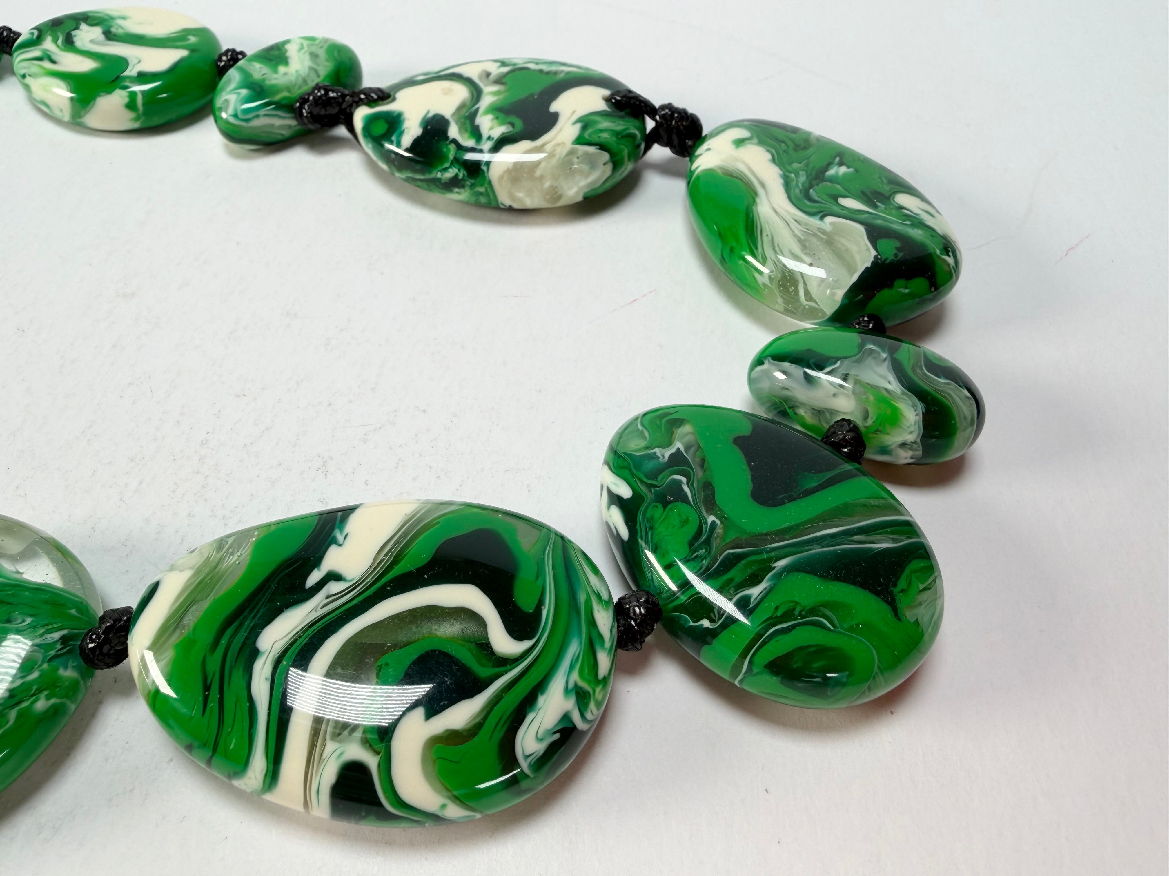 Sobral - Onda Verde "Onda Lisi" Green Resin Necklace ( 004578 )