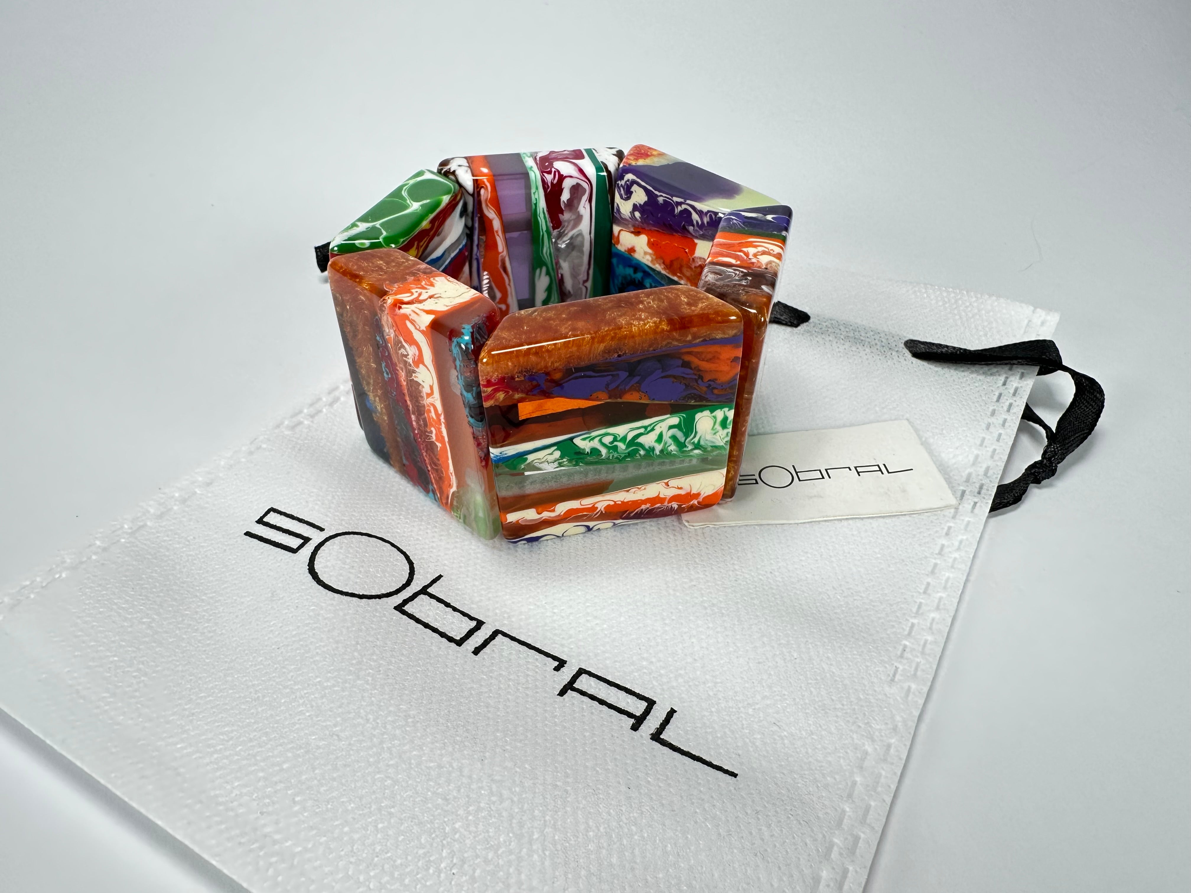 Sobral - Multi-Colour "Mery Onda" Elasticated Resin Bracelet ( 004575 )