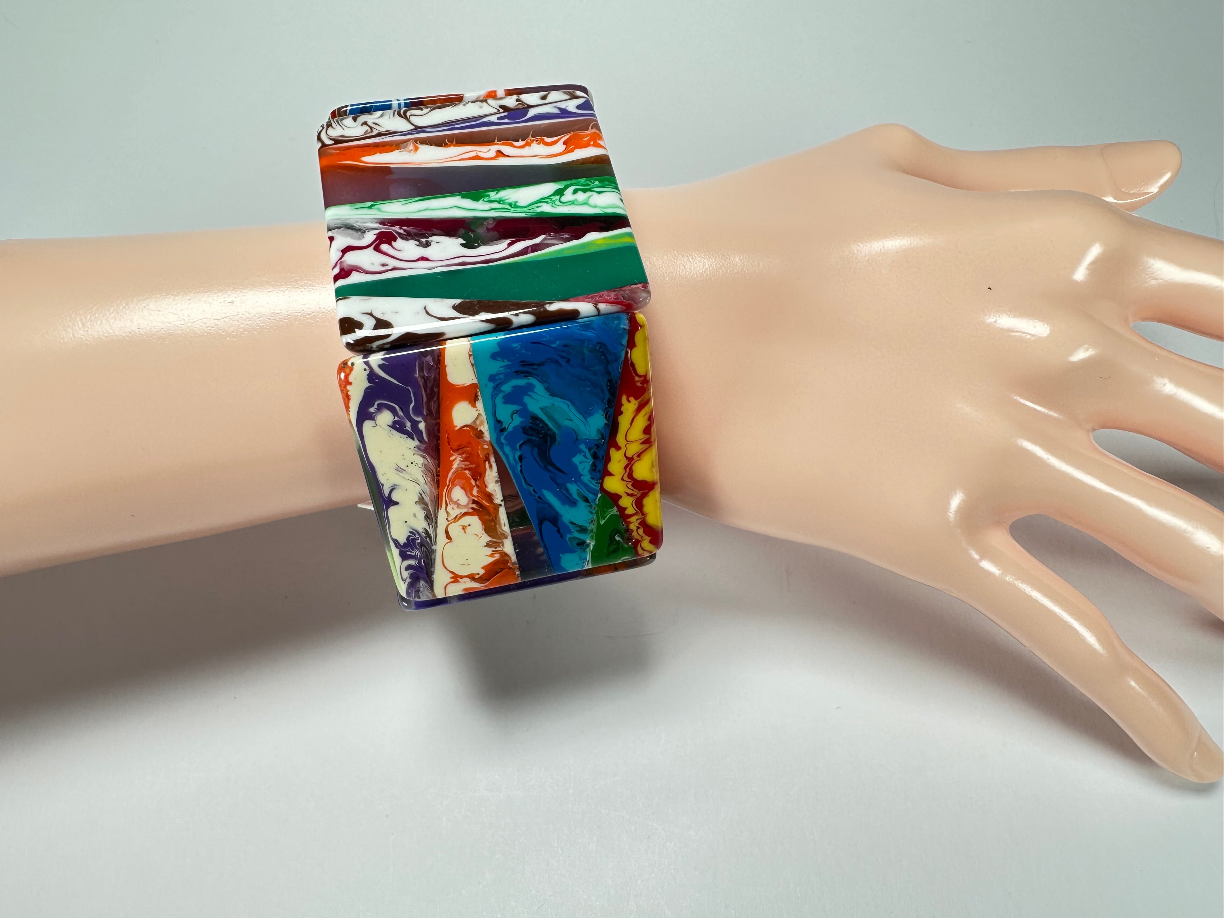 Sobral - Multi-Colour "Mery Onda" Elasticated Resin Bracelet ( 004575 )
