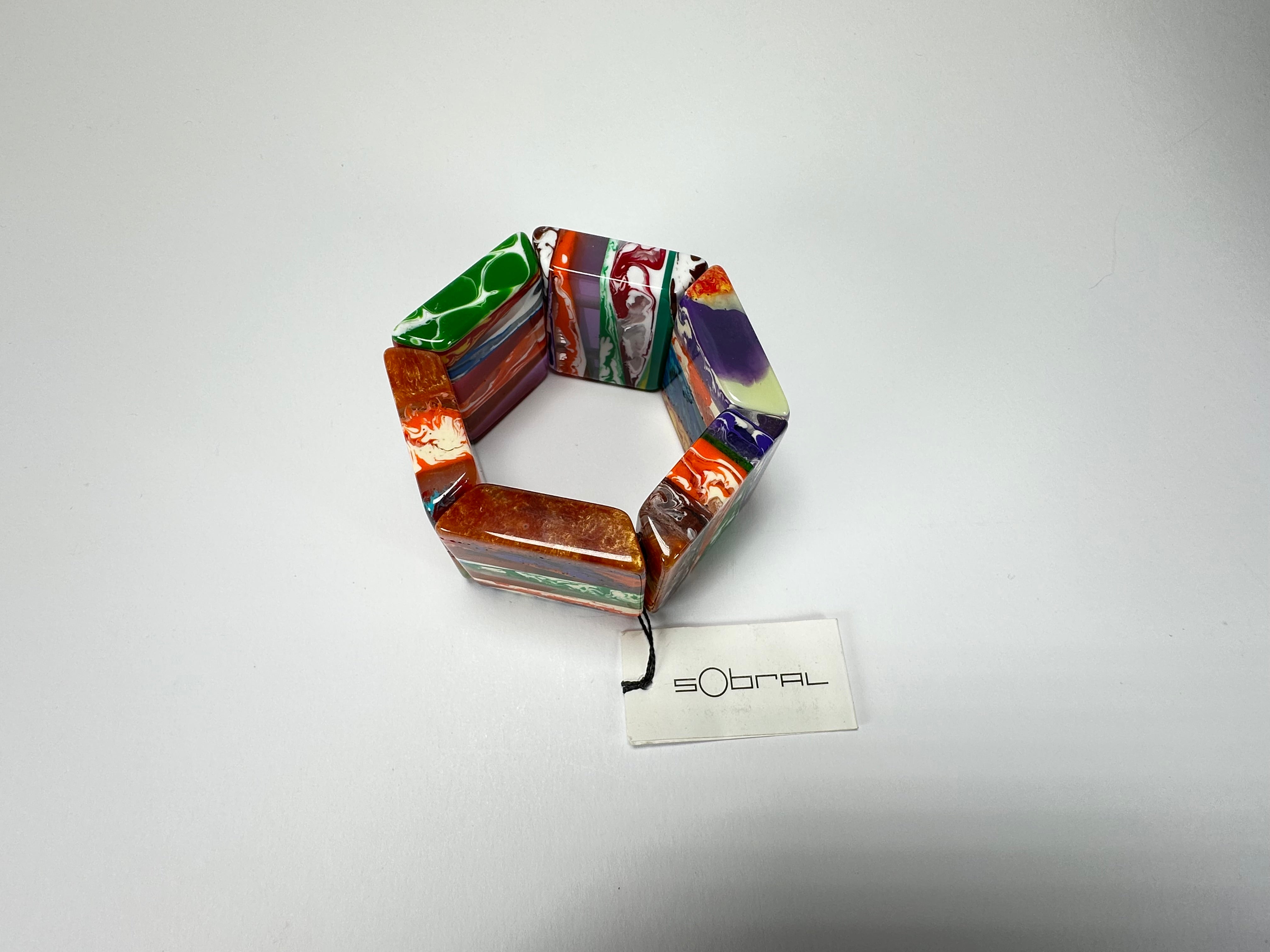 Sobral - Multi-Colour "Mery Onda" Elasticated Resin Bracelet ( 004575 )