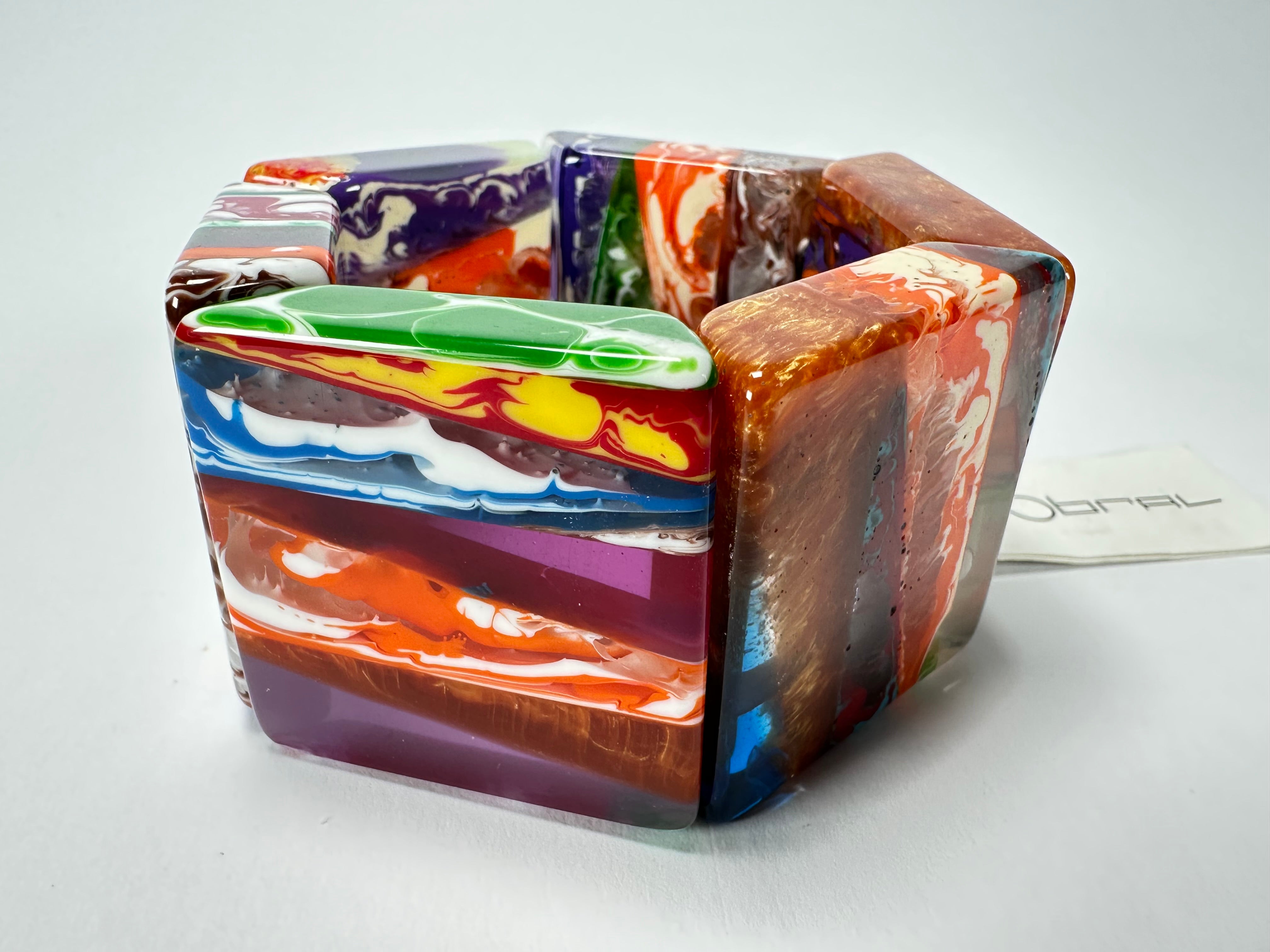 Sobral - Multi-Colour "Mery Onda" Elasticated Resin Bracelet ( 004575 )