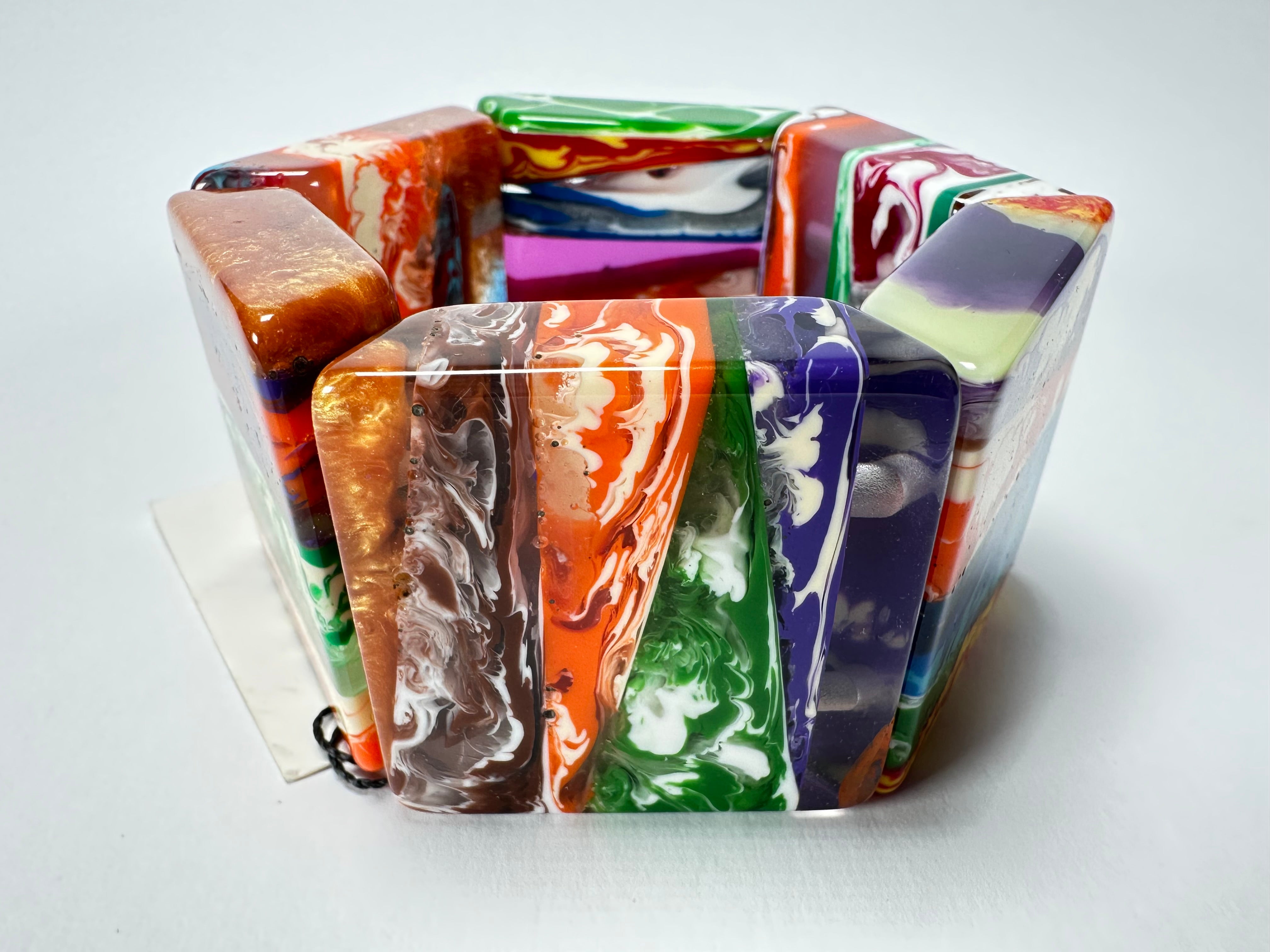 Sobral - Multi-Colour "Mery Onda" Elasticated Resin Bracelet ( 004575 )