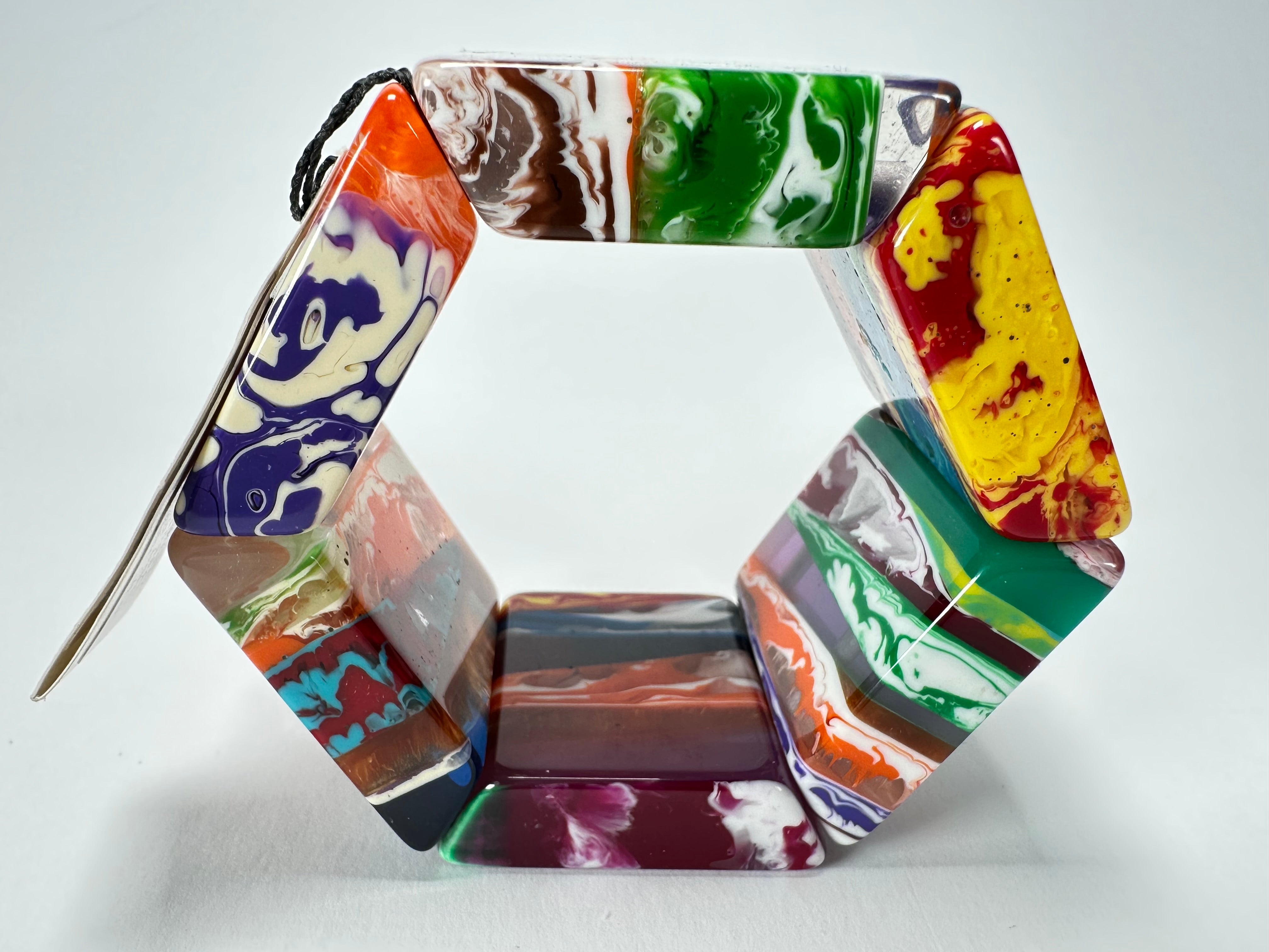 Sobral - Multi-Colour "Mery Onda" Elasticated Resin Bracelet ( 004575 )