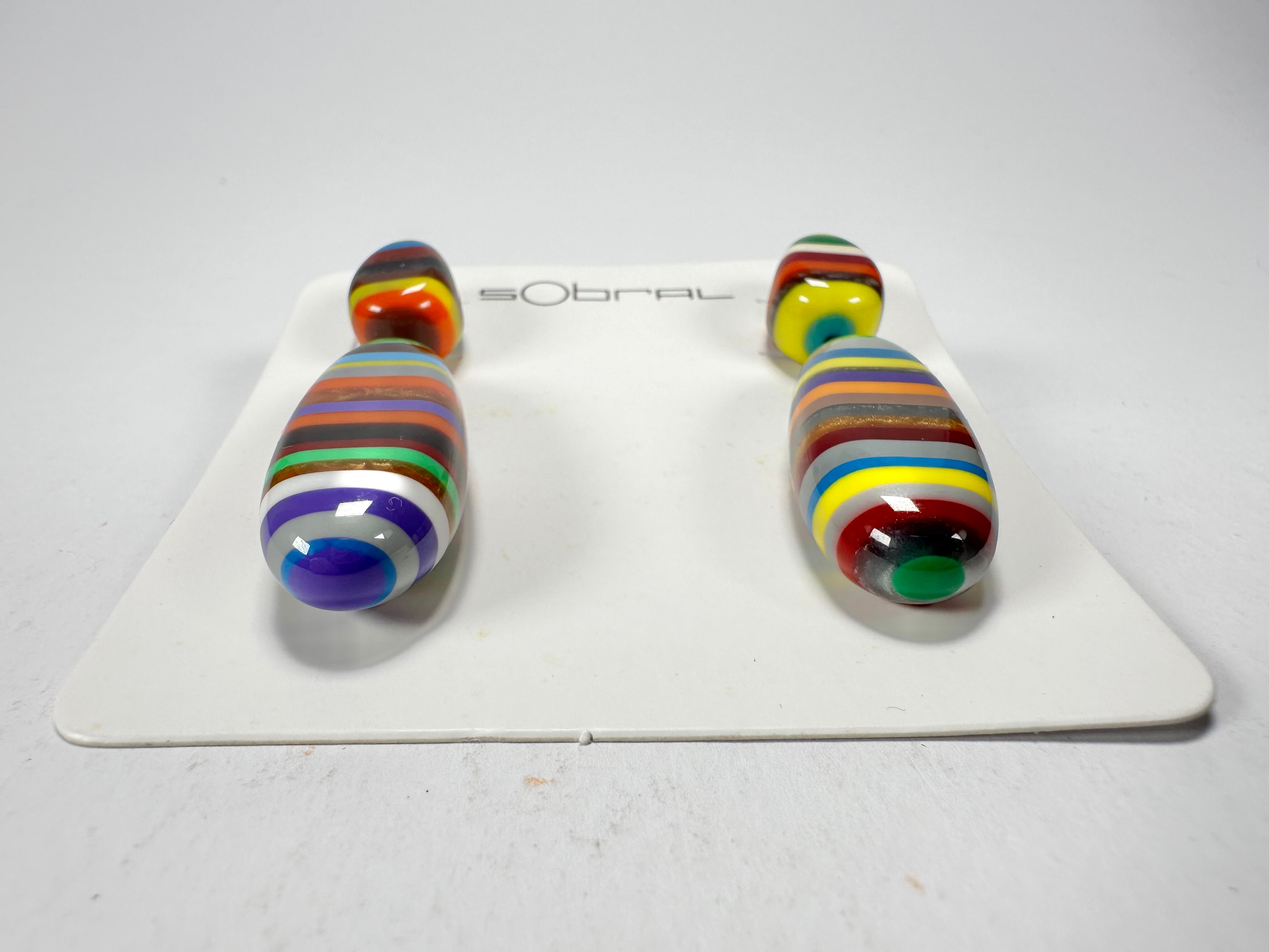 Sobral - Pop Art "Caillou" Resin Earrings ( 005427 )