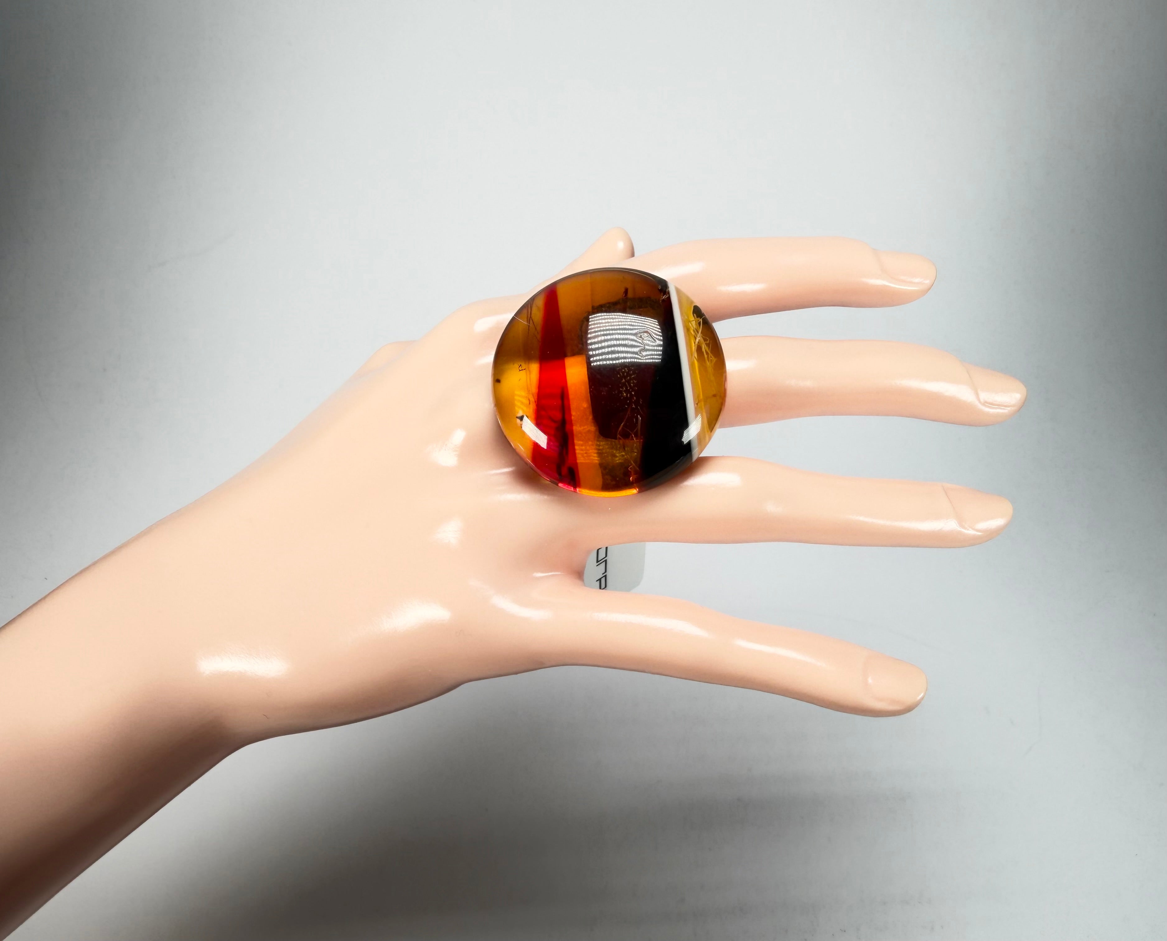 Sobral - Eco Amber "Onda" Resin Ring ( 005324 ) - Size UK N  / US 6.5