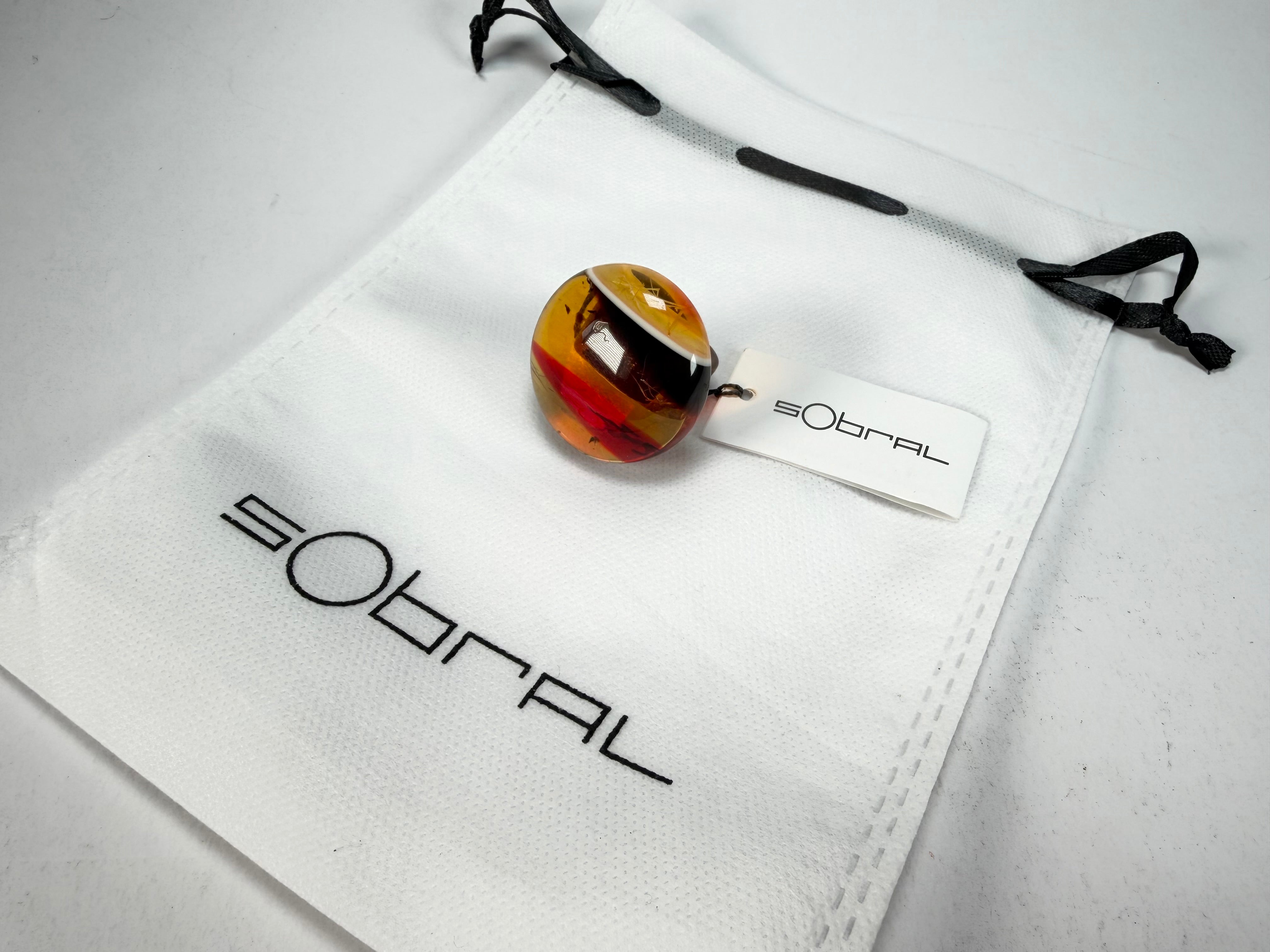 Sobral - Eco Amber "Onda" Resin Ring ( 005324 ) - Size UK N  / US 6.5