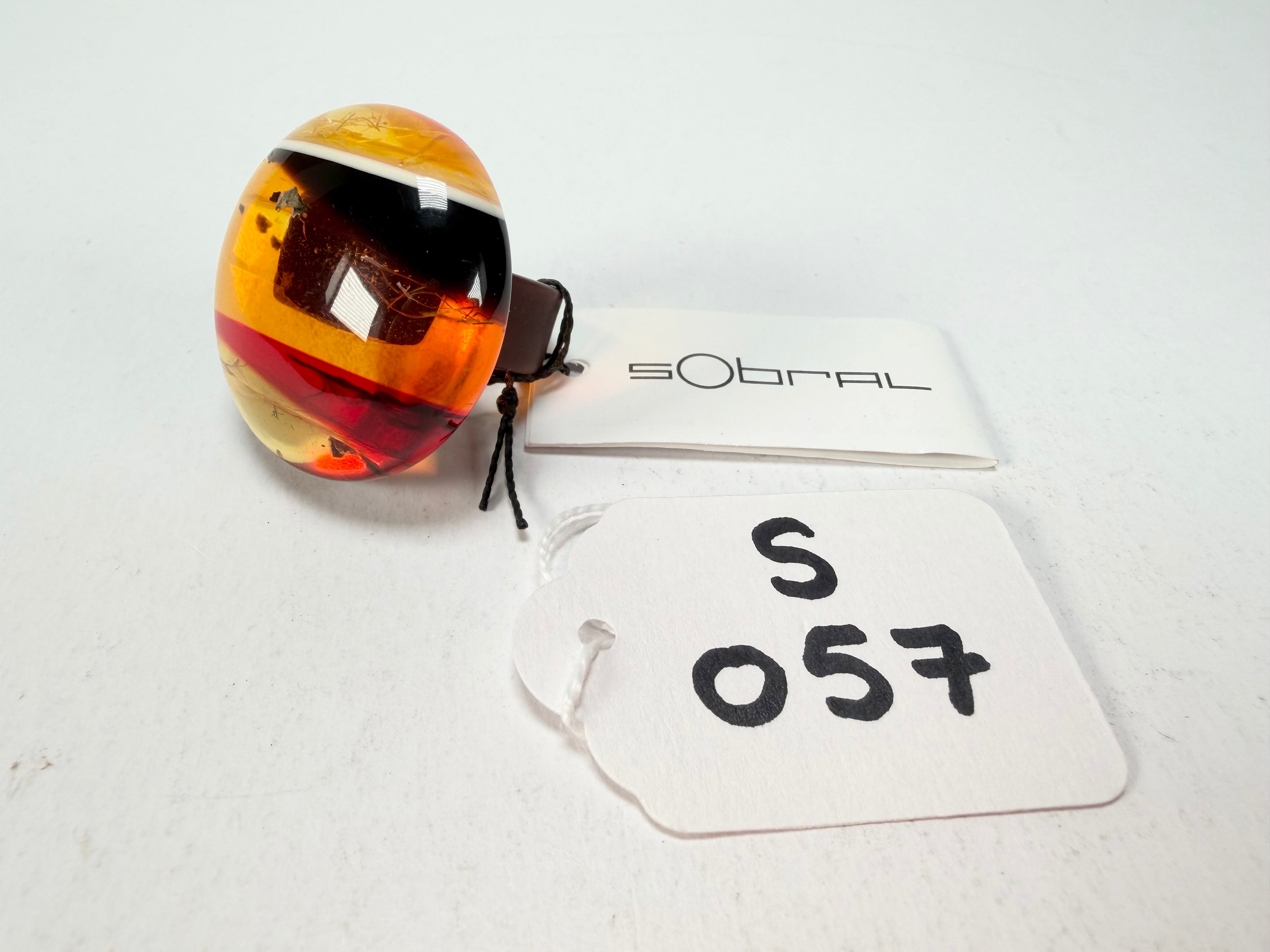 Sobral - Eco Amber "Onda" Resin Ring ( 005324 ) - Size UK N  / US 6.5