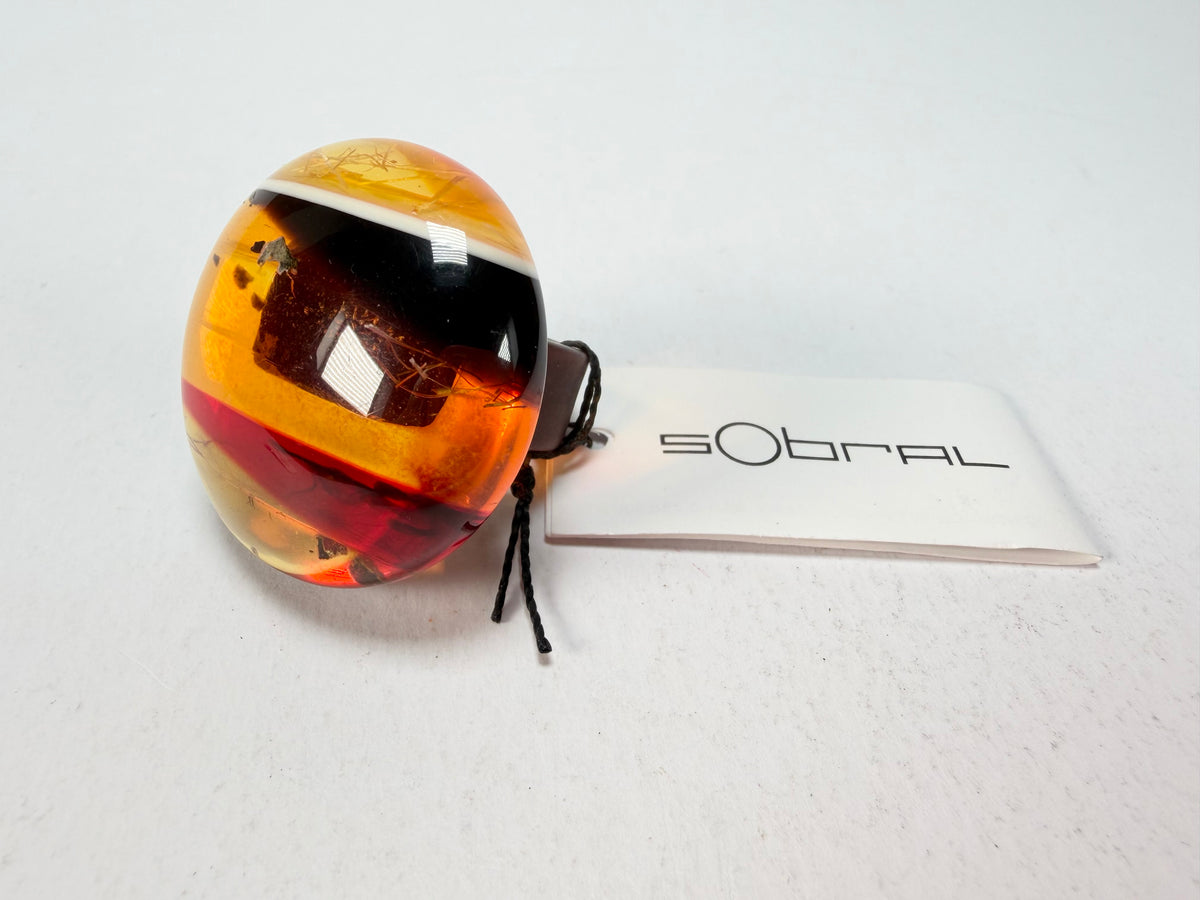 Sobral - Eco Amber "Onda" Resin Ring ( 005324 ) - Size UK N  / US 6.5