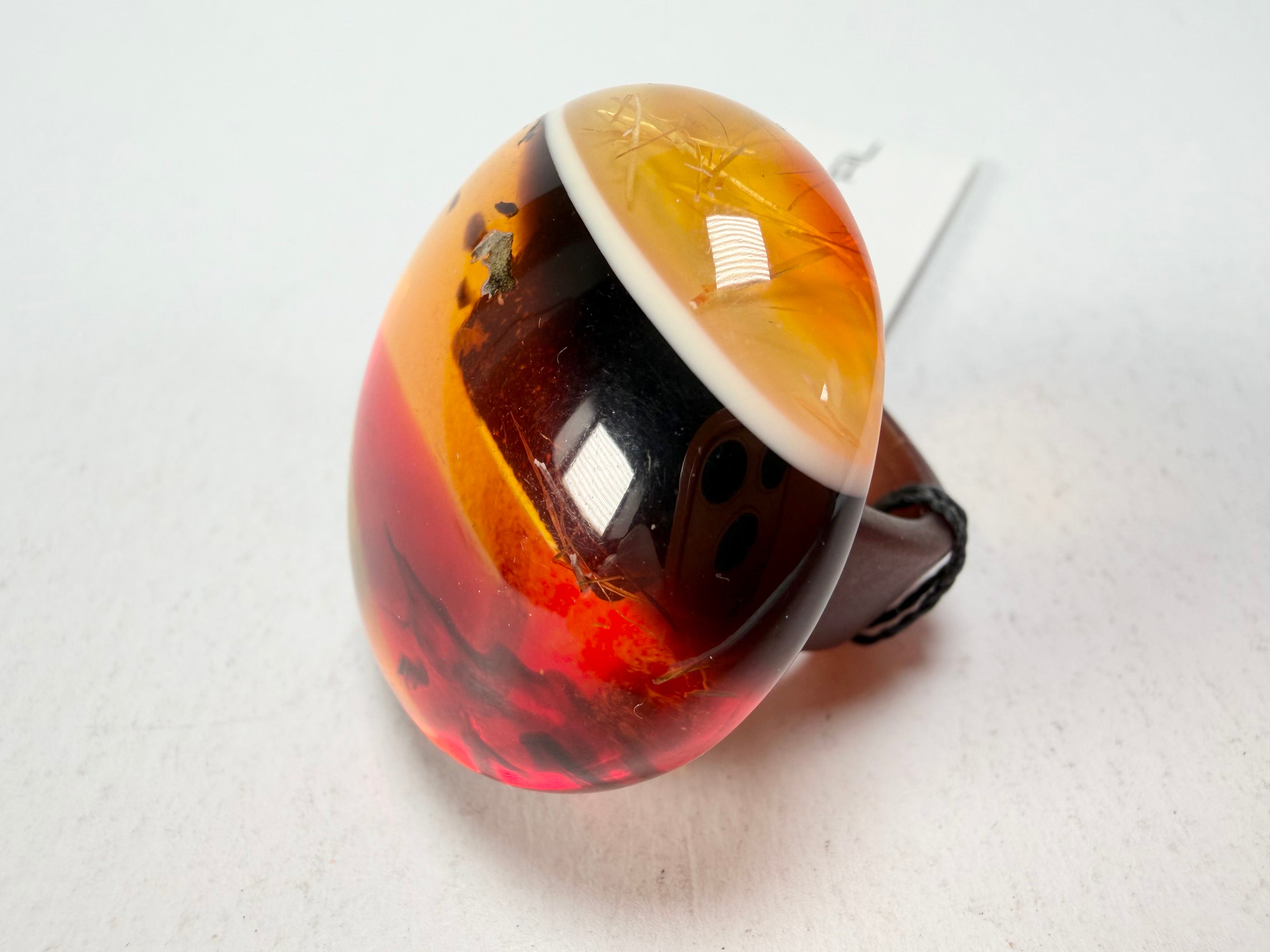 Sobral - Eco Amber "Onda" Resin Ring ( 005324 ) - Size UK N  / US 6.5