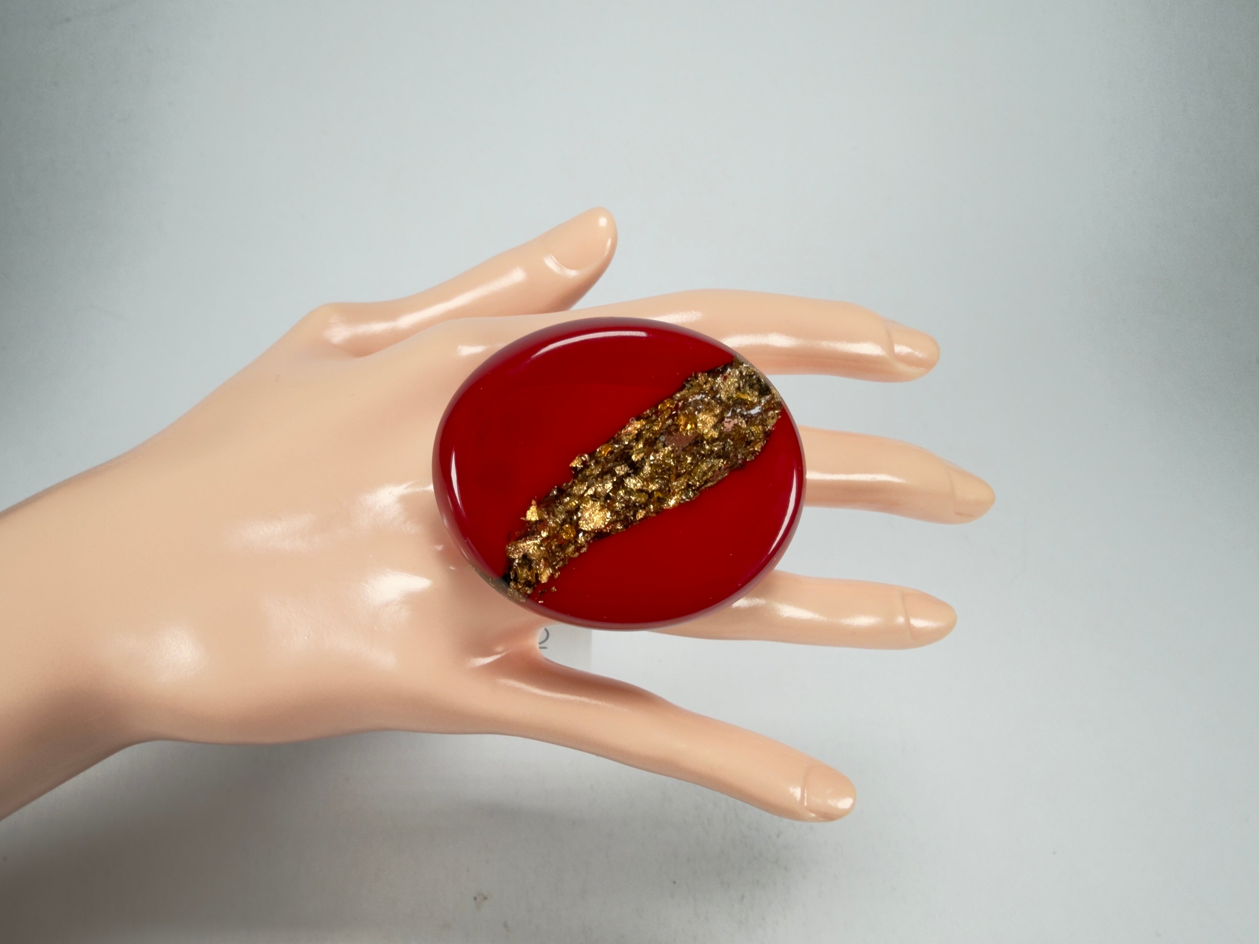 Sobral - Metalique "Munique" Orlando Red Resin Ring ( 005145 ) - Size UK N  / 7 US