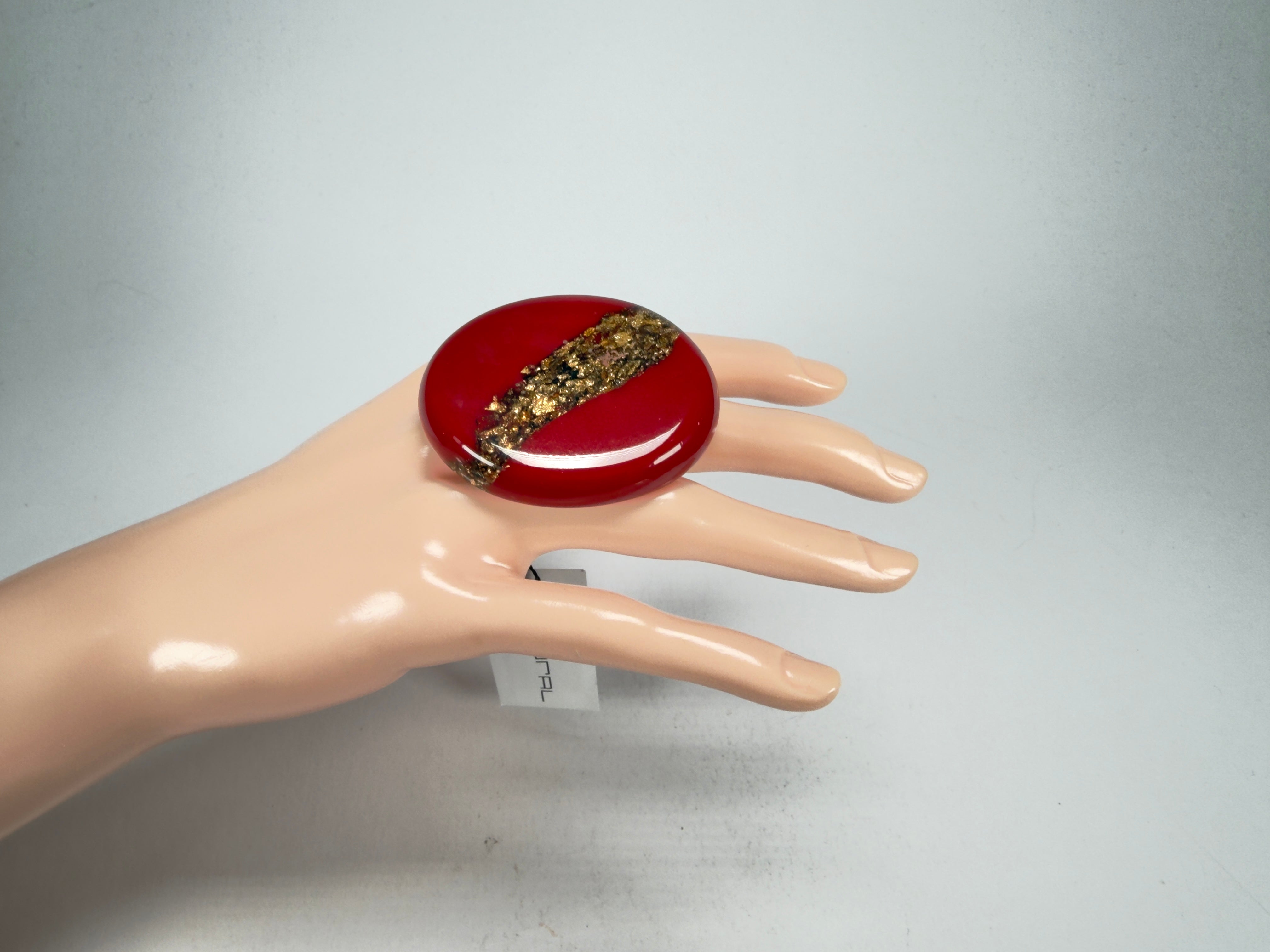 Sobral - Metalique "Munique" Orlando Red Resin Ring ( 005145 ) - Size UK N  / 7 US