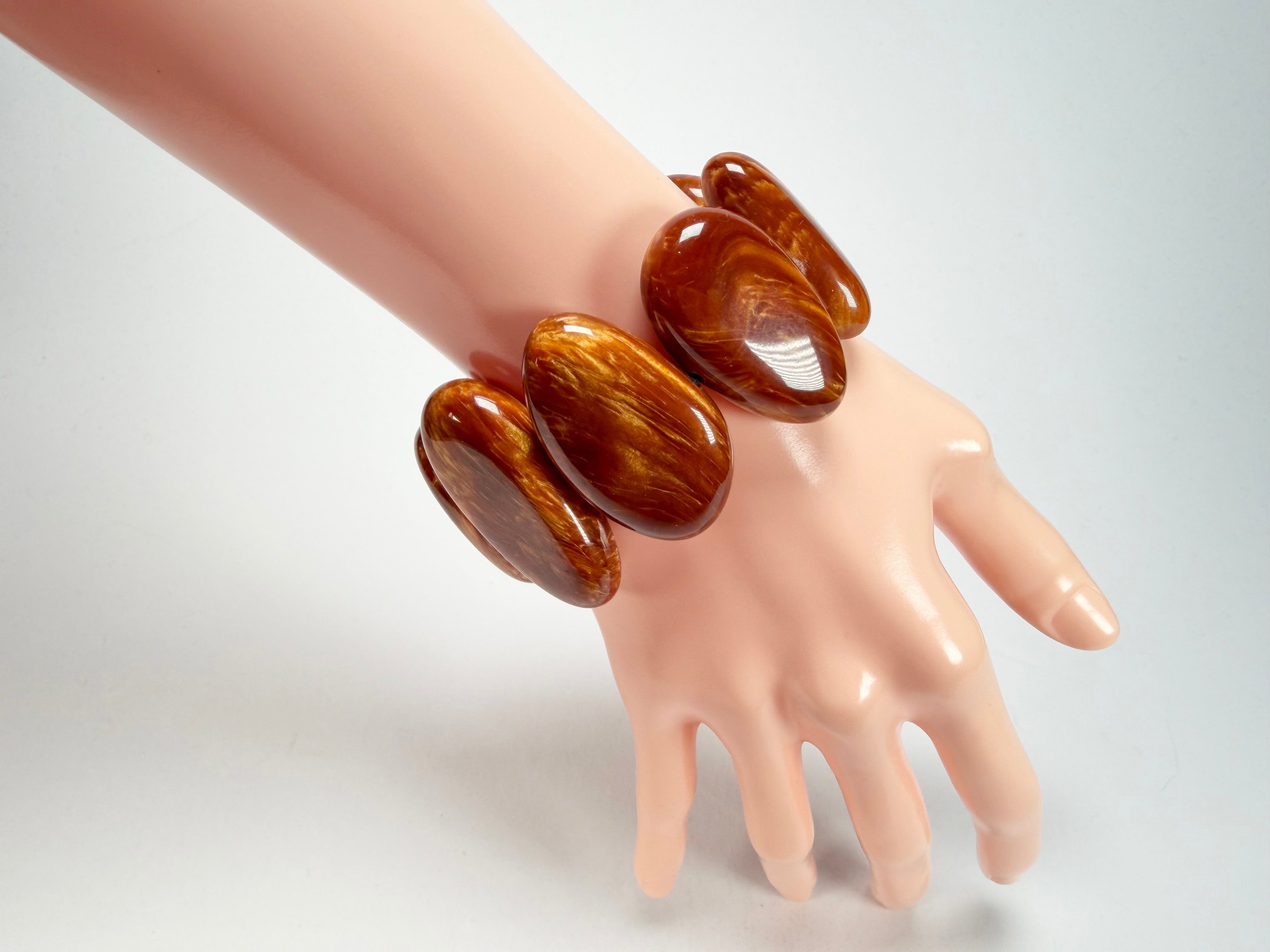 Sobral - Honey "Onda" Elasticated Resin Bracelet ( 005329 )