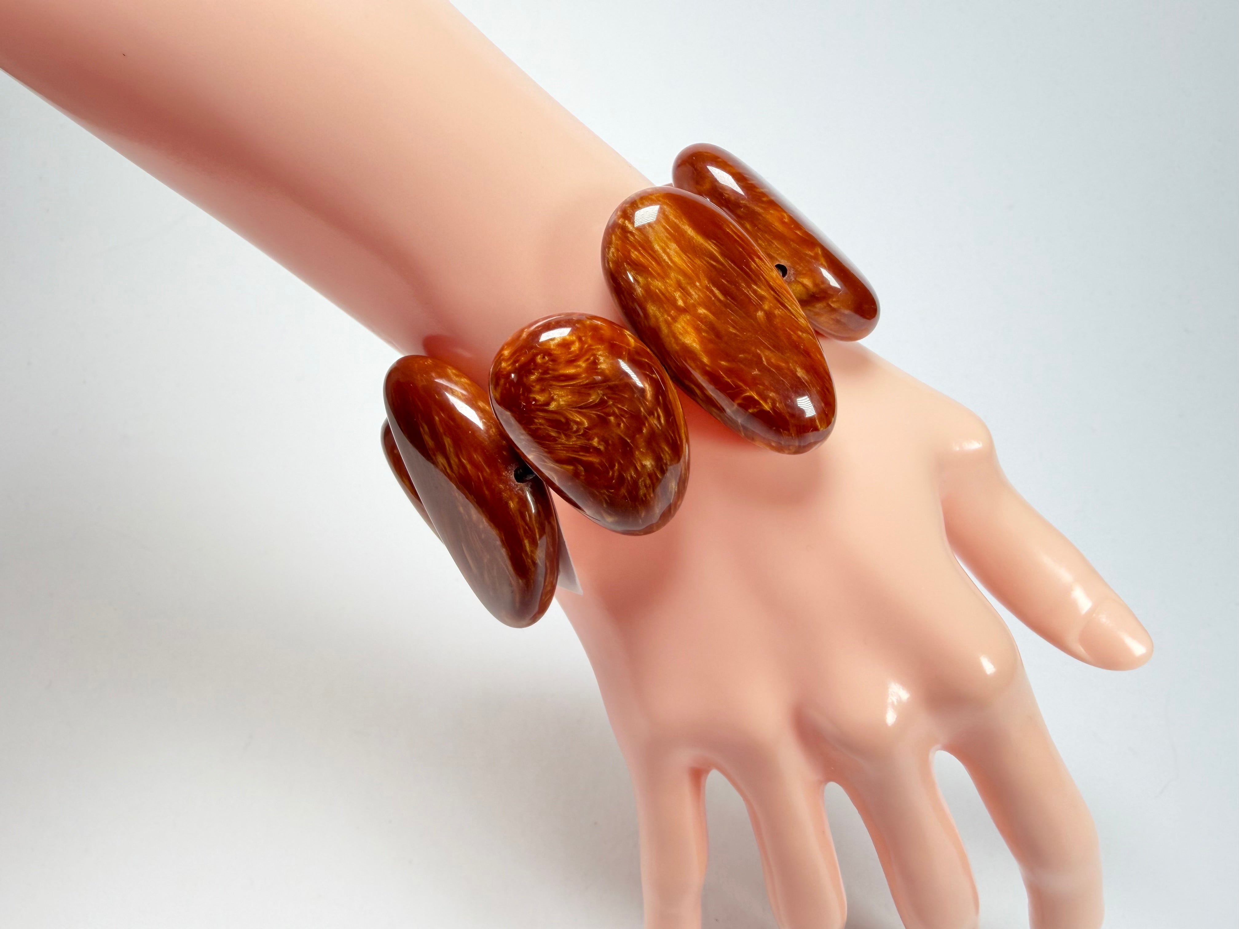 Sobral - Honey "Onda" Elasticated Resin Bracelet ( 005329 )