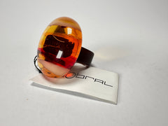 Sobral - Eco Amber "Onda" Resin Ring ( 005324 ) - Size UK P  / US 8