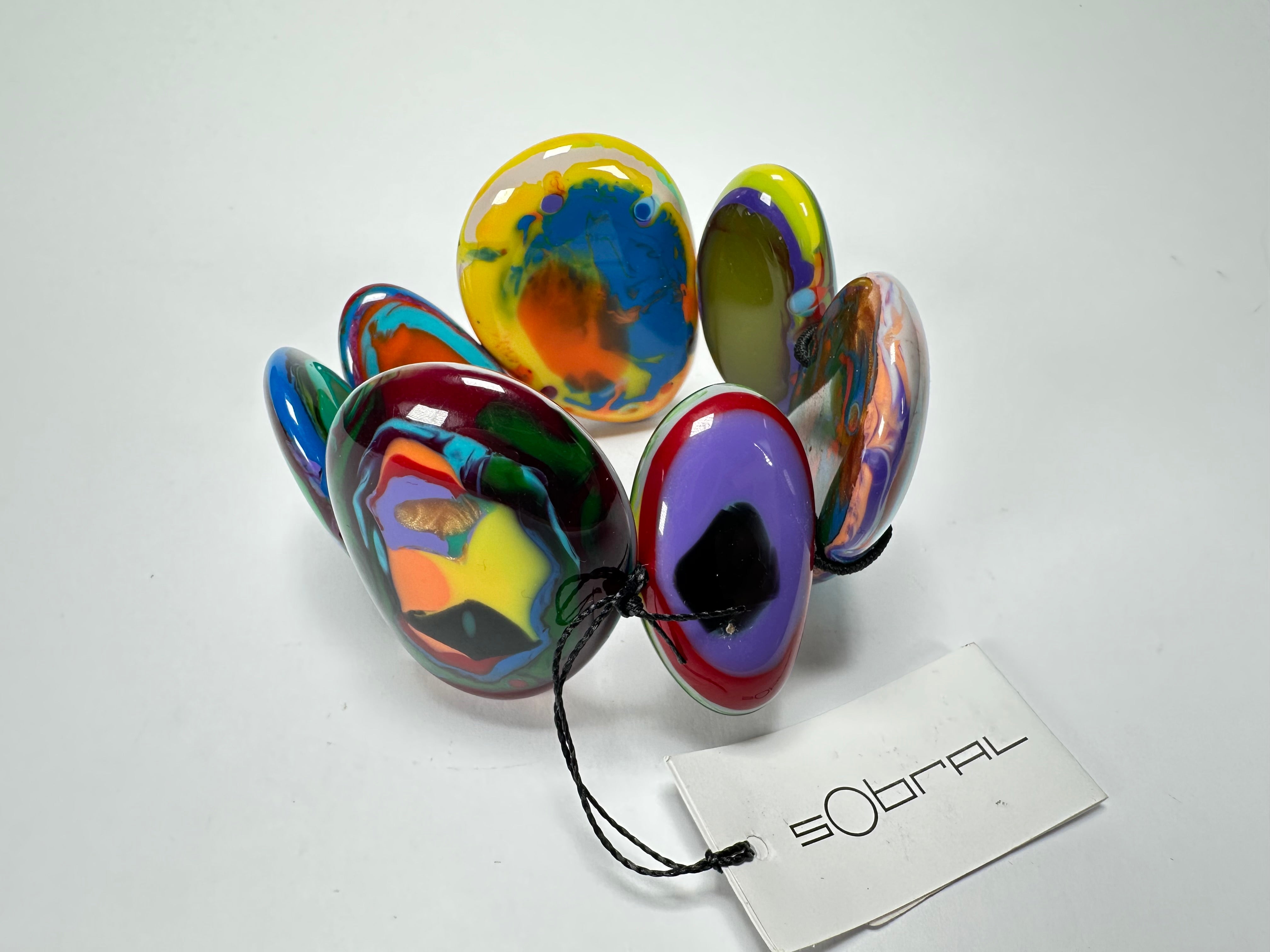 Sobral - Multi-Colour "Wassily" Elasticated Resin Bracelet ( 003716 )