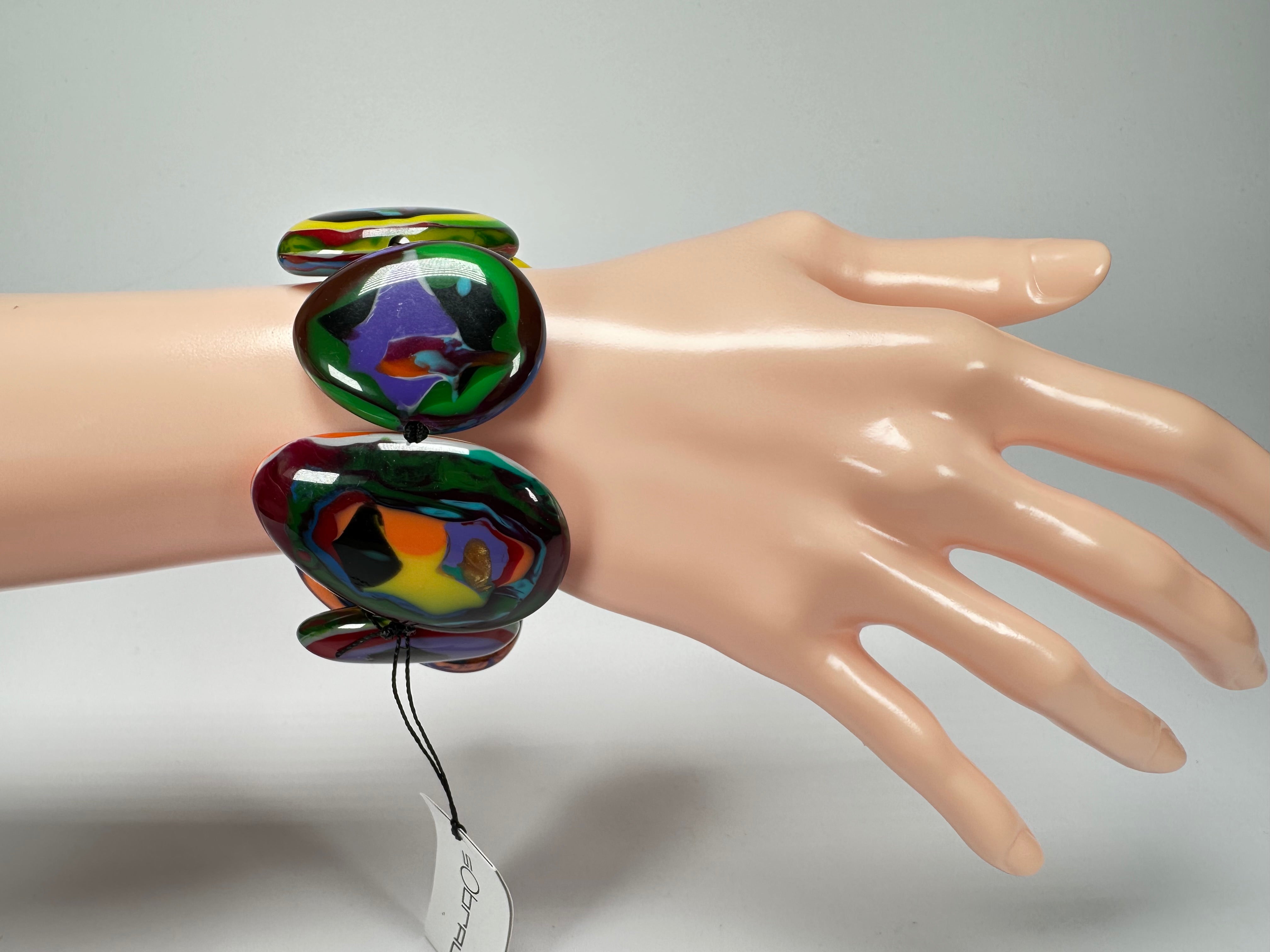 Sobral - Multi-Colour "Wassily" Elasticated Resin Bracelet ( 003716 )