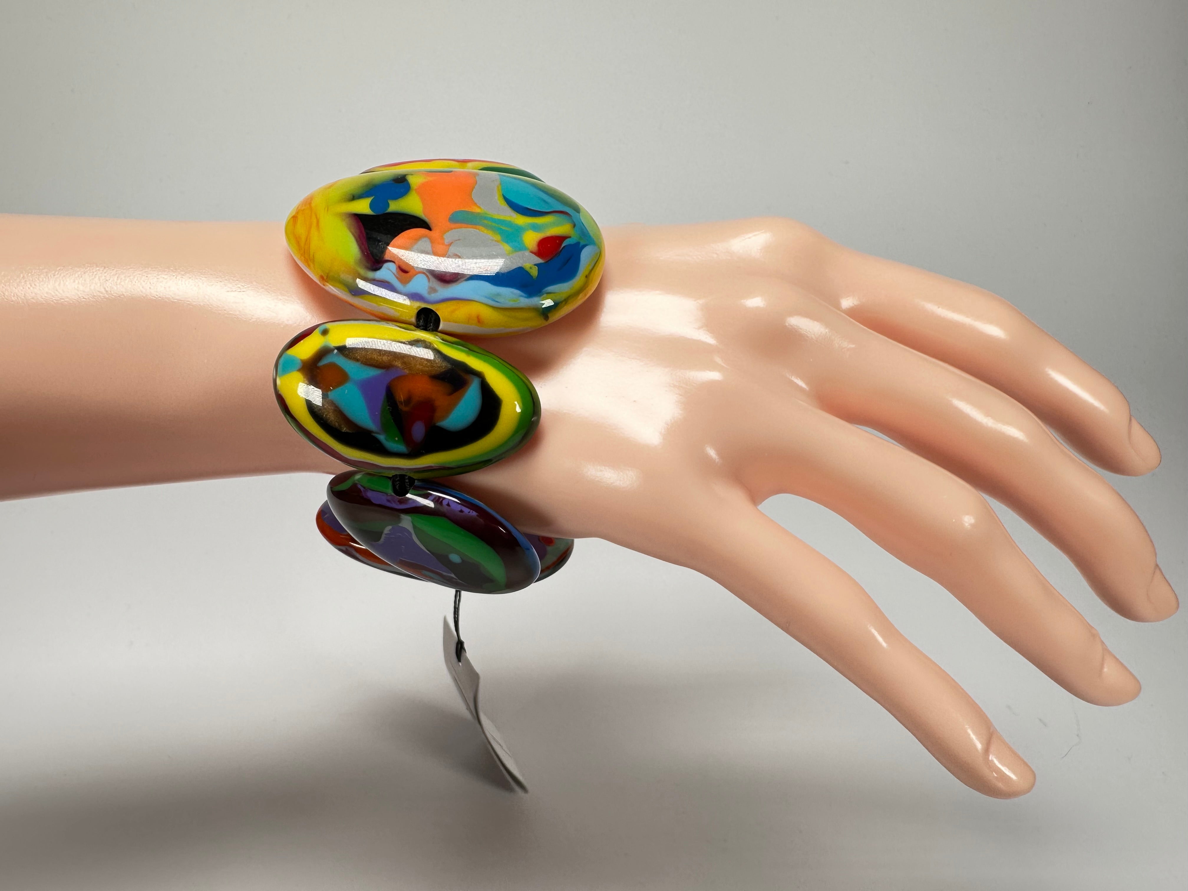 Sobral - Multi-Colour "Wassily" Elasticated Resin Bracelet ( 003716 )