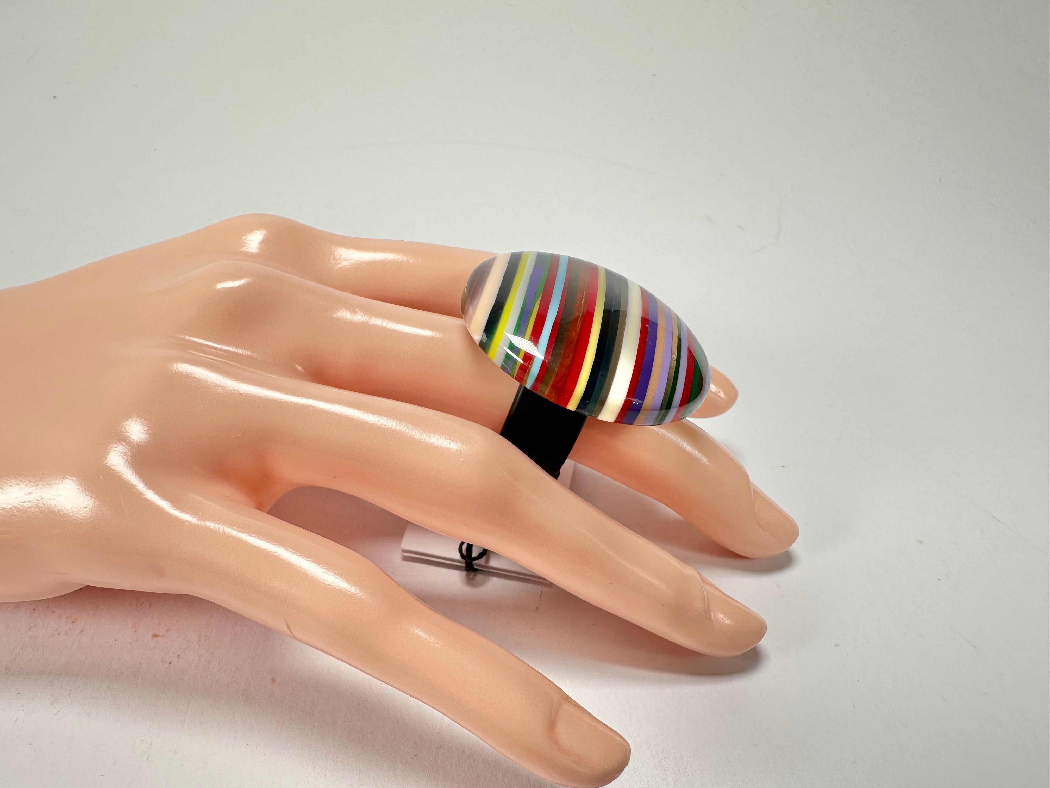 Sobral - Pop Art "Bead Efeitos" Resin Ring ( 004764 ) - Size UK M / US 6
