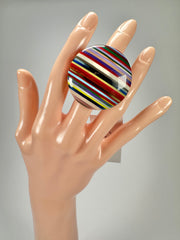 Sobral - Pop Art "Bead Efeitos" Resin Ring ( 004764 ) - Size UK M / US 6