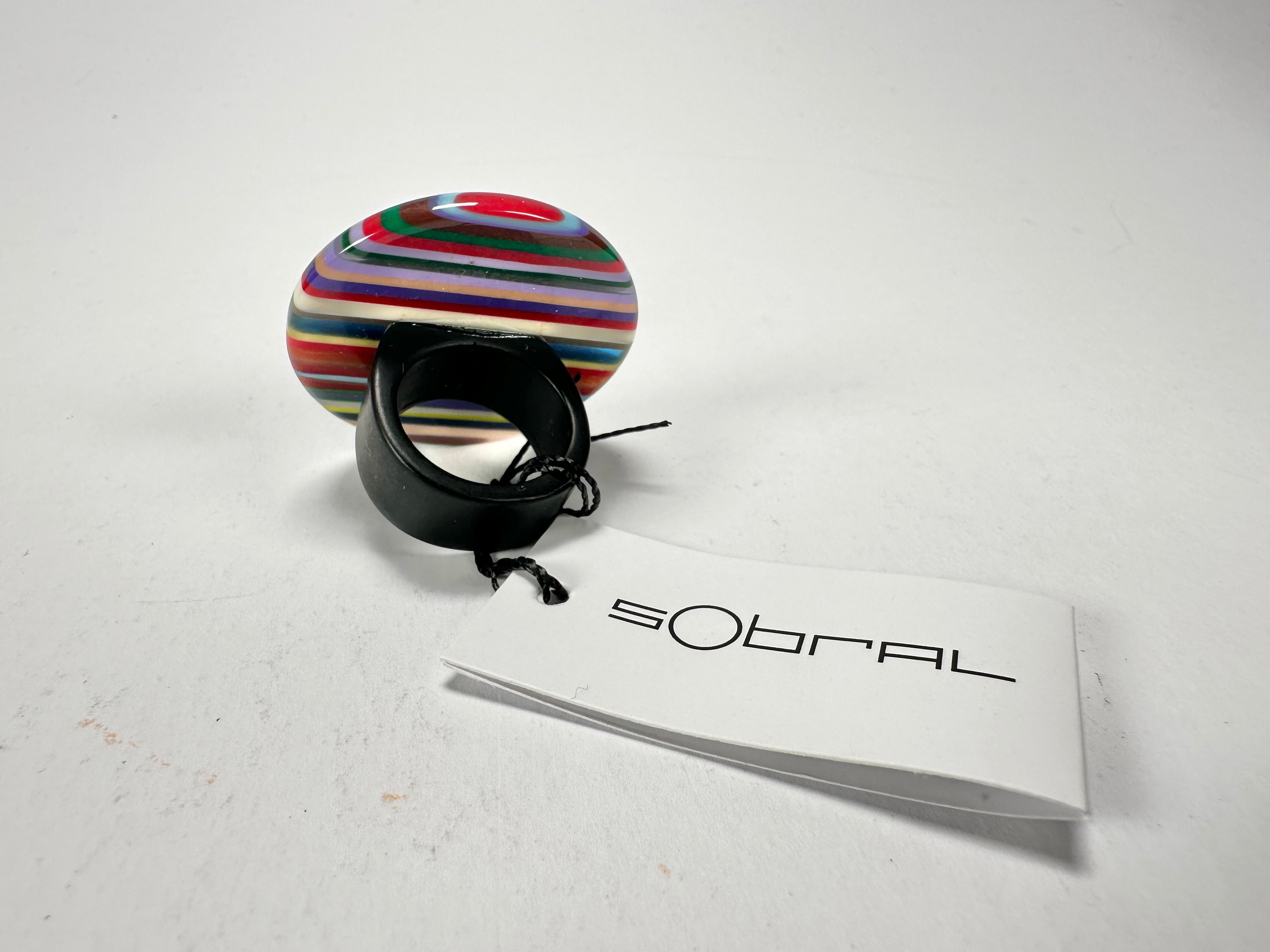 Sobral - Pop Art "Bead Efeitos" Resin Ring ( 004764 ) - Size UK M / US 6