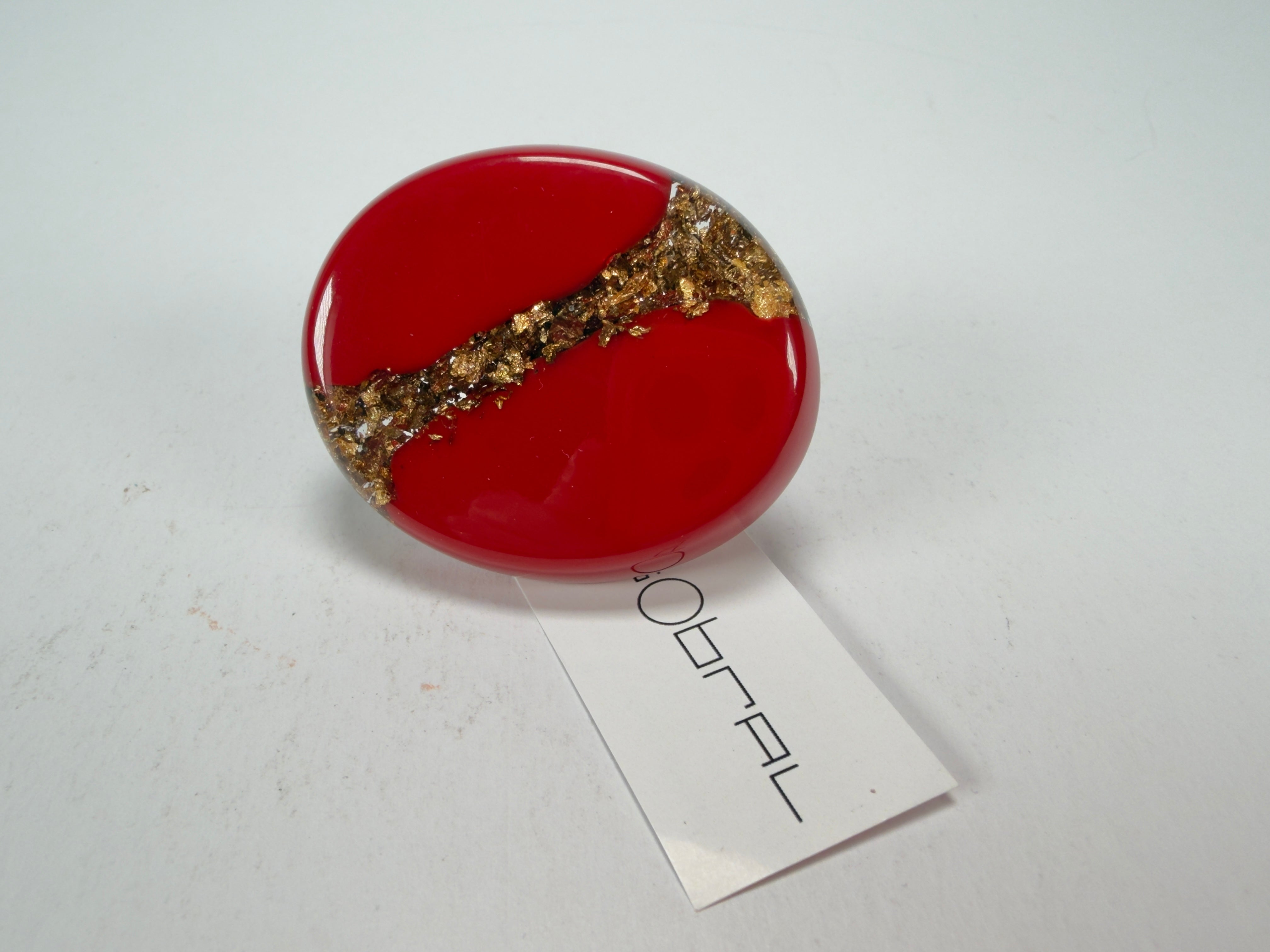 Sobral - Metalique "Munique" Orlando Red Resin Ring ( 005145 ) - Size UK N / 7 US