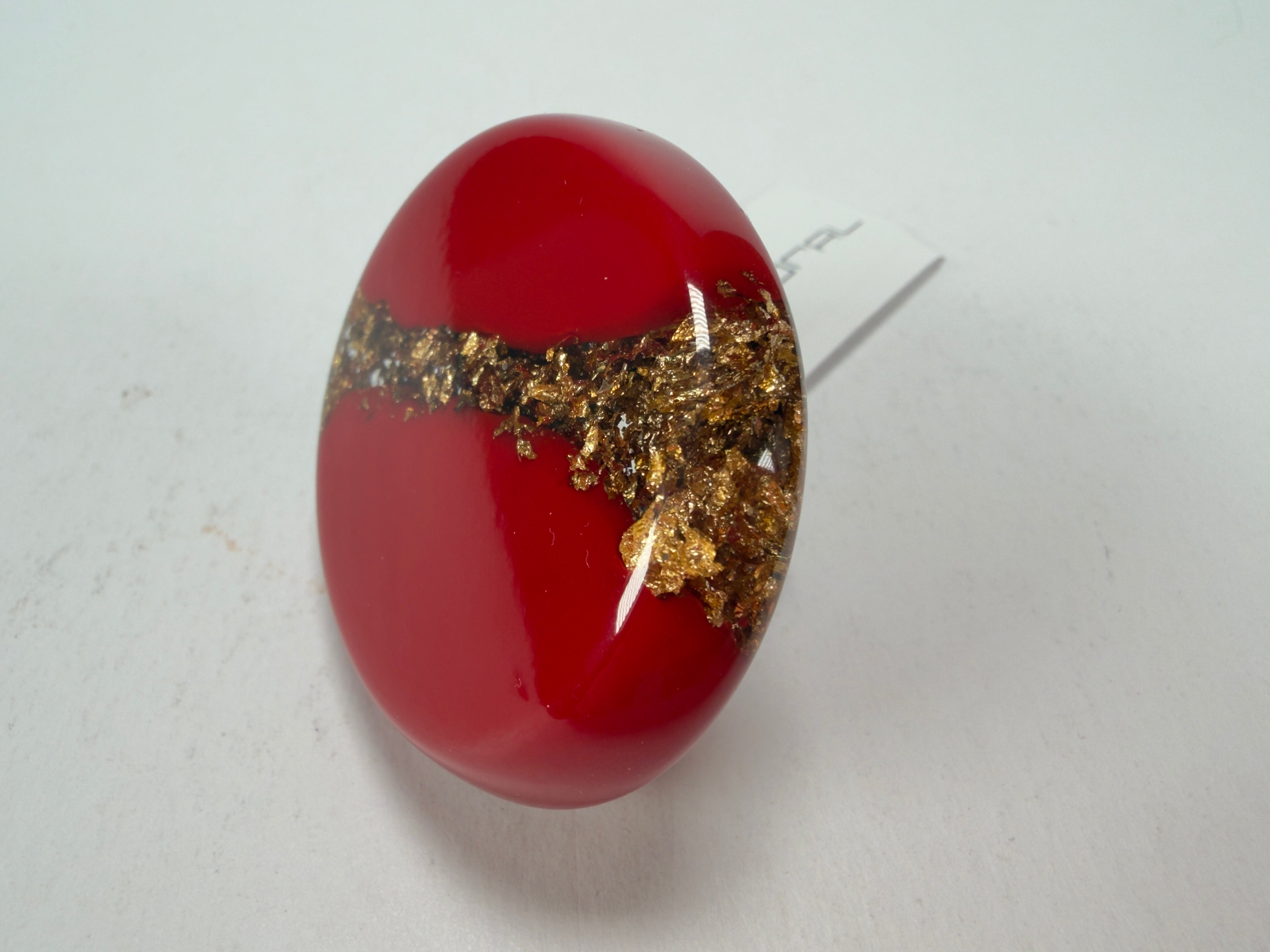 Sobral - Metalique "Munique" Orlando Red Resin Ring ( 005145 ) - Size UK N / 7 US