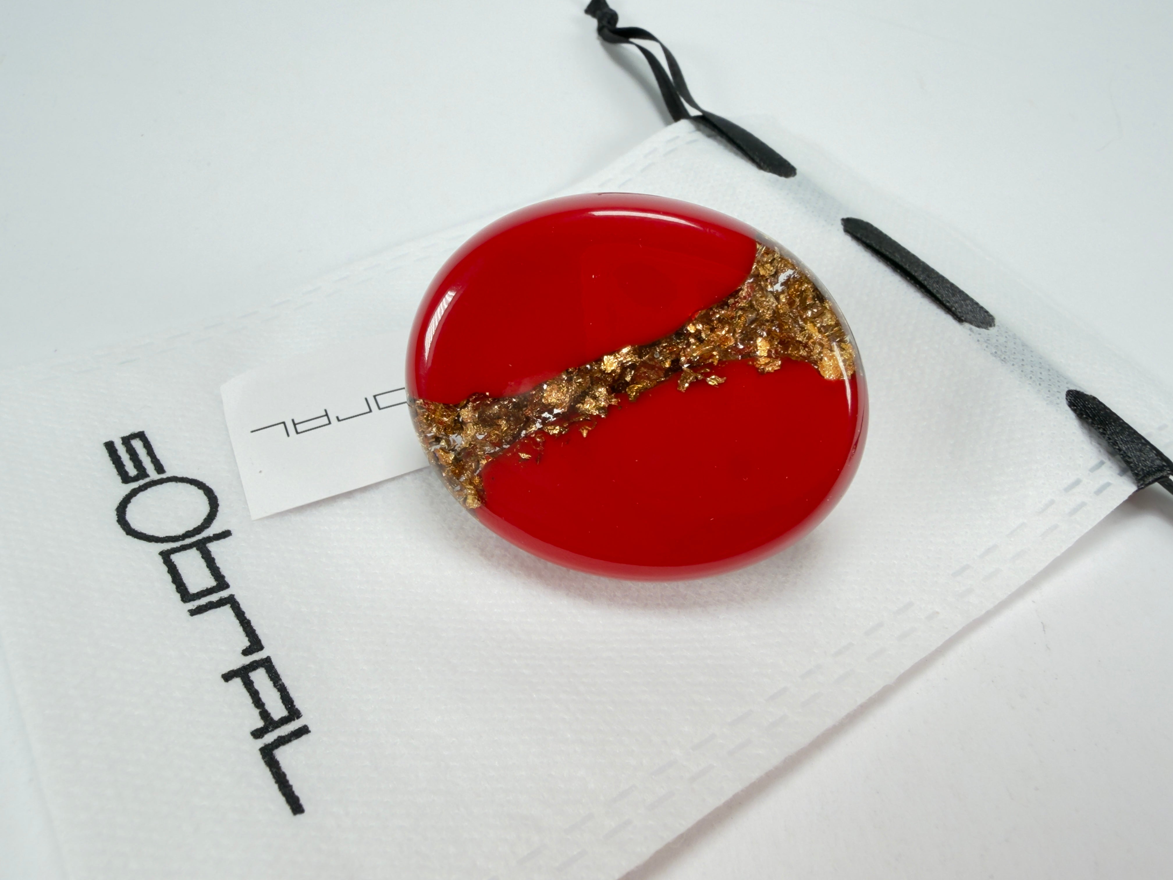 Sobral - Metalique "Munique" Orlando Red Resin Ring ( 005145 ) - Size UK N / 7 US