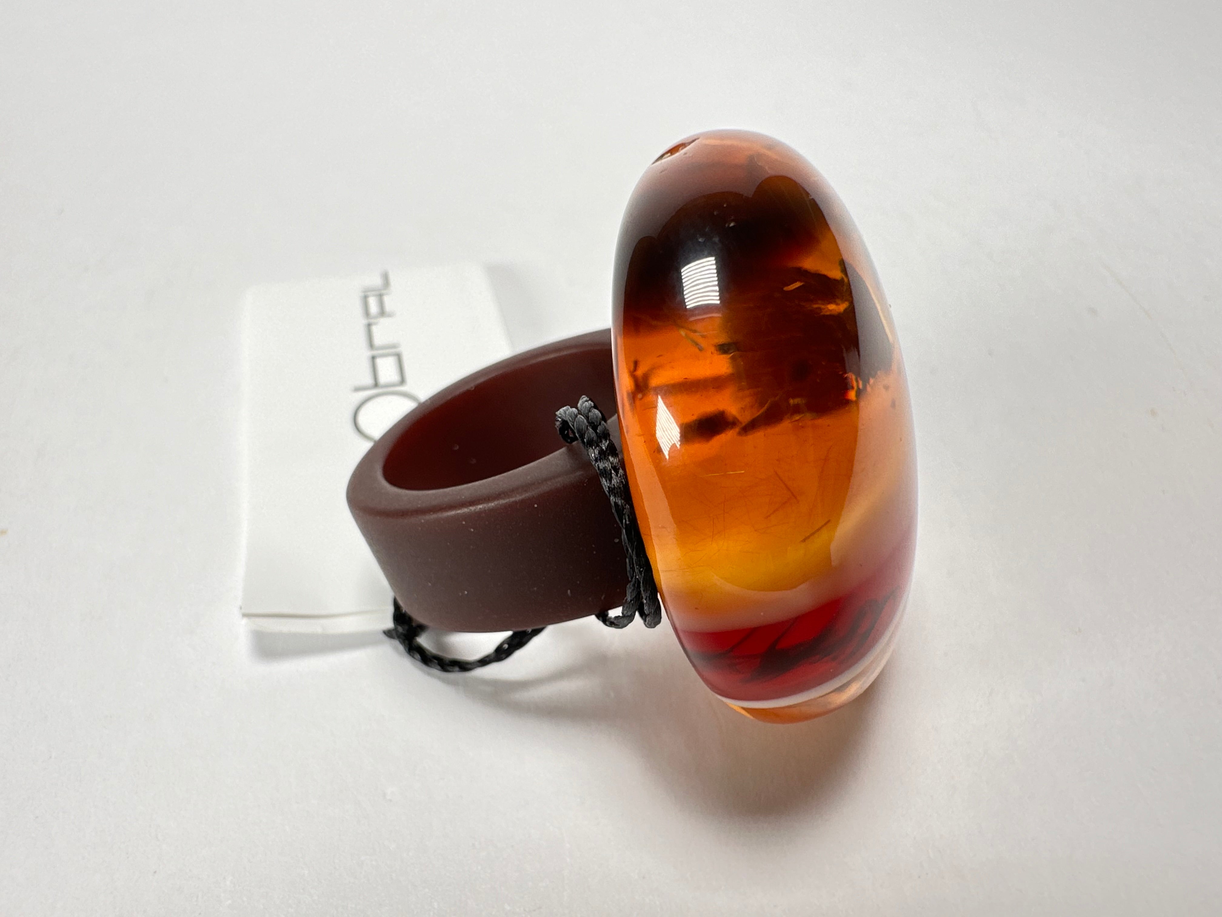 Sobral - Eco Amber "Onda" Resin Ring ( 005324 ) - Size UK S  / US 9