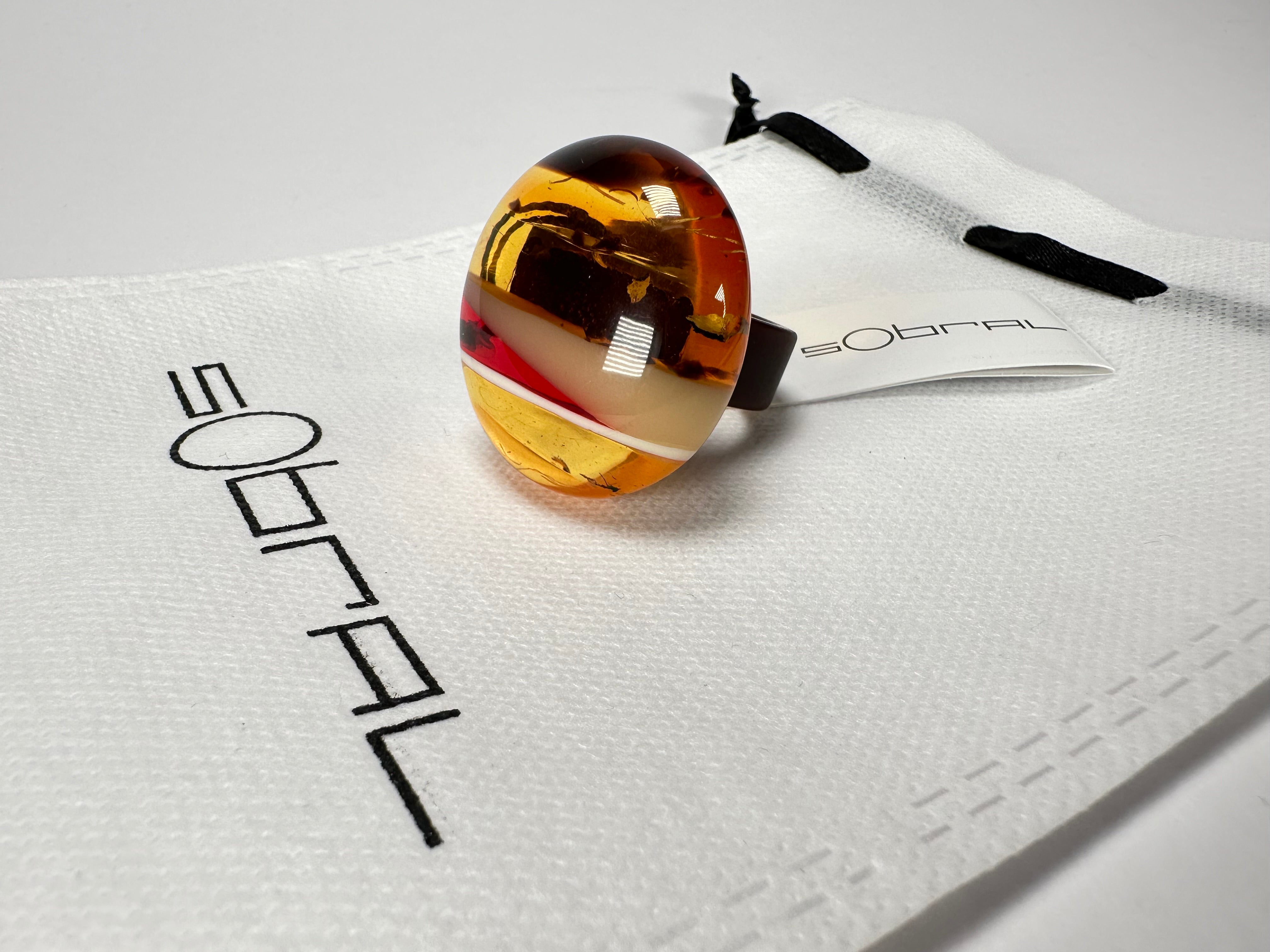 Sobral - Eco Amber "Onda" Resin Ring ( 005324 ) - Size UK S  / US 9