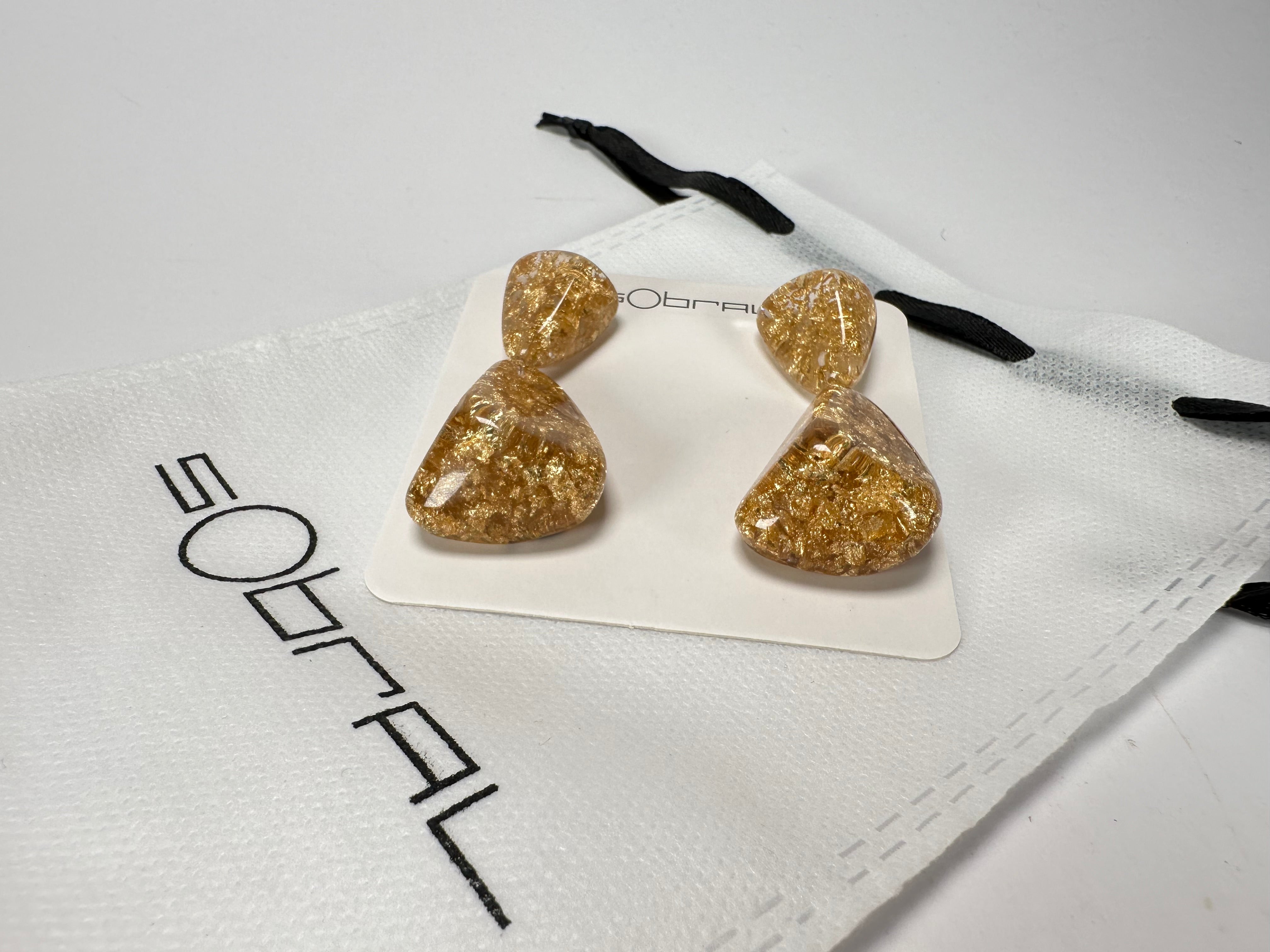 Sobral - Metalique "Duplo Sentido" Resin Earrings ( 003601 )