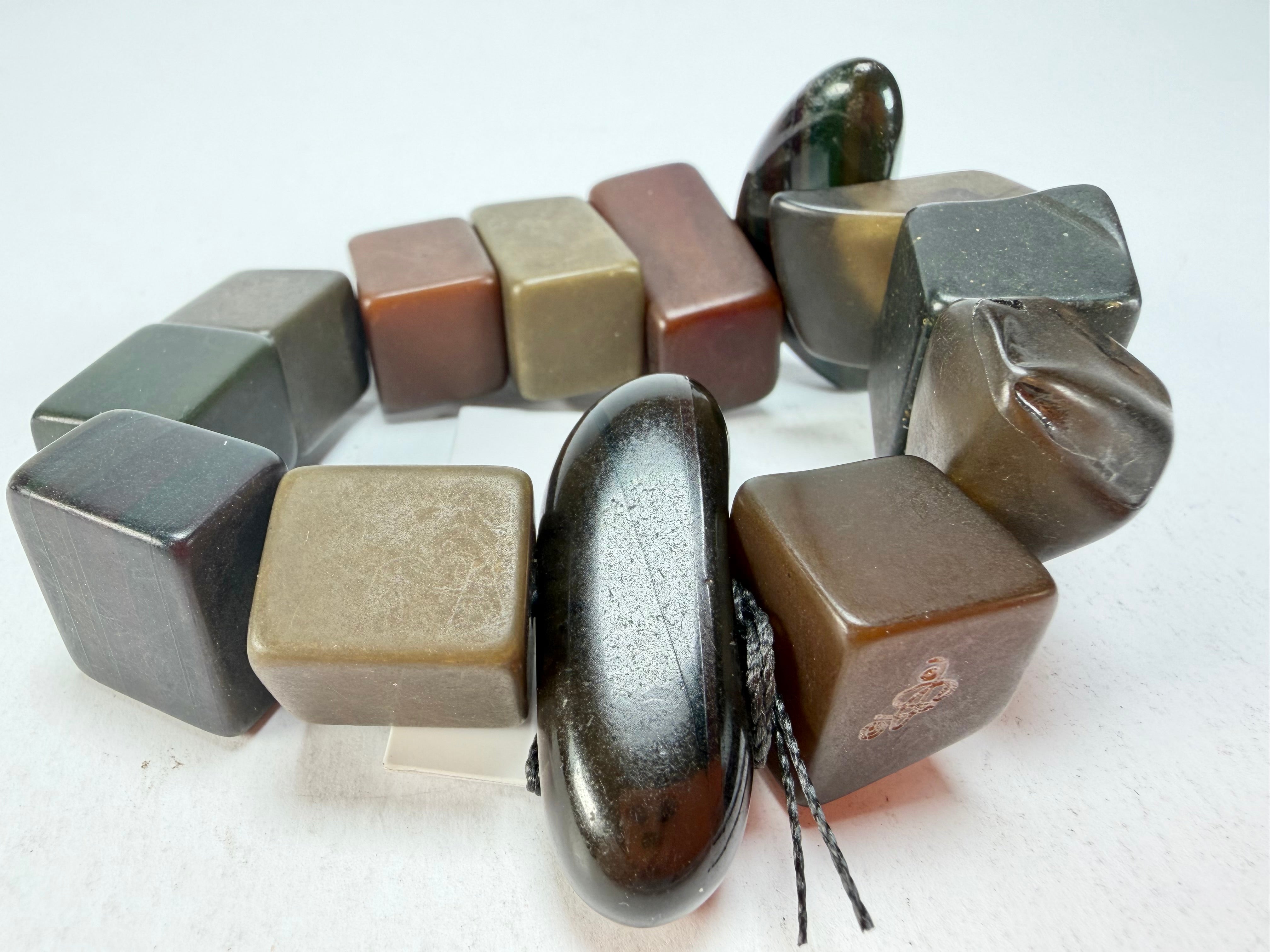 Sobral - Indiana "Cinza" Smokey Gray Mix Elasticated Resin Bracelet ( 000210 )