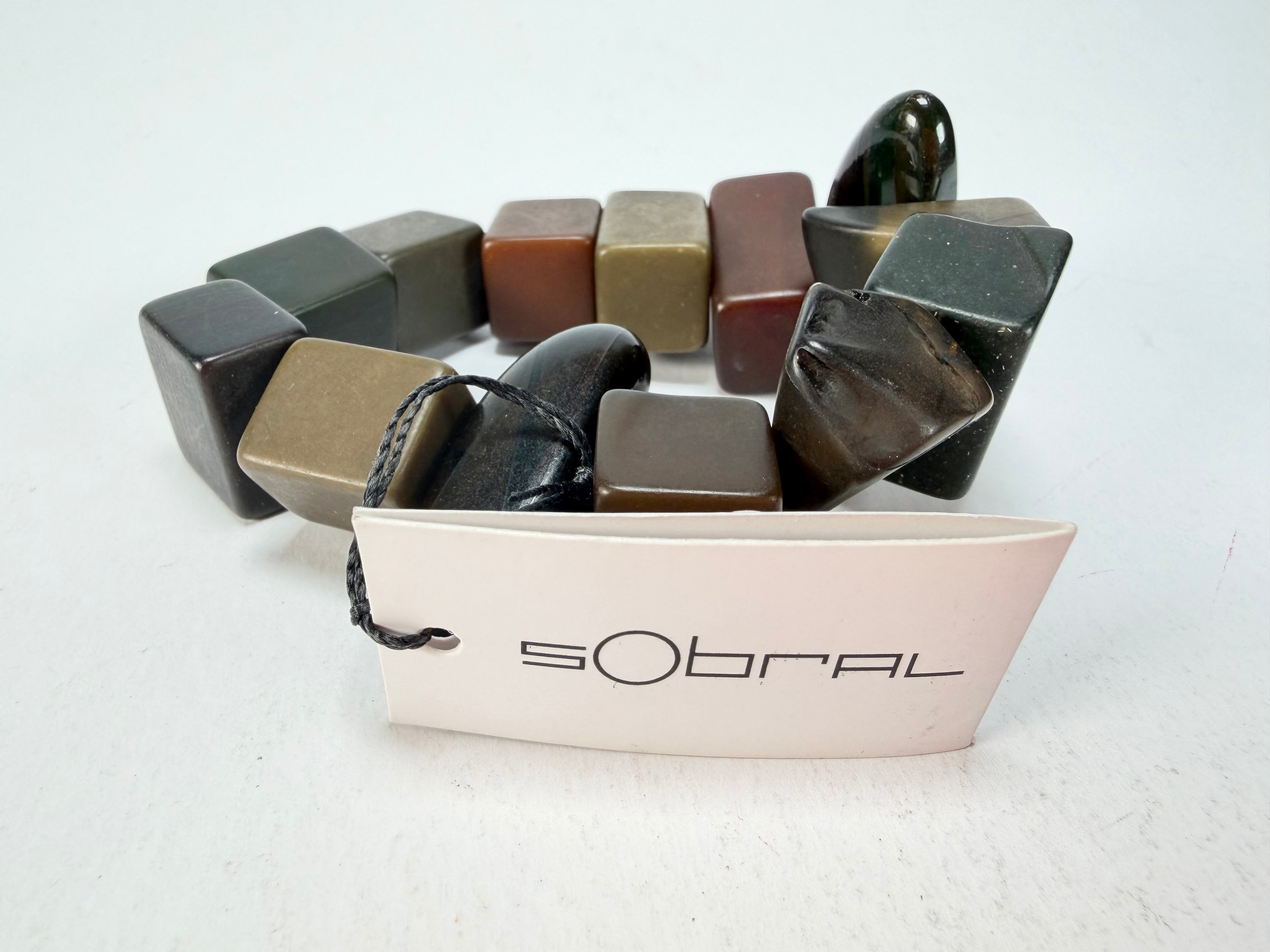 Sobral - Indiana "Cinza" Smokey Gray Mix Elasticated Resin Bracelet ( 000210 )