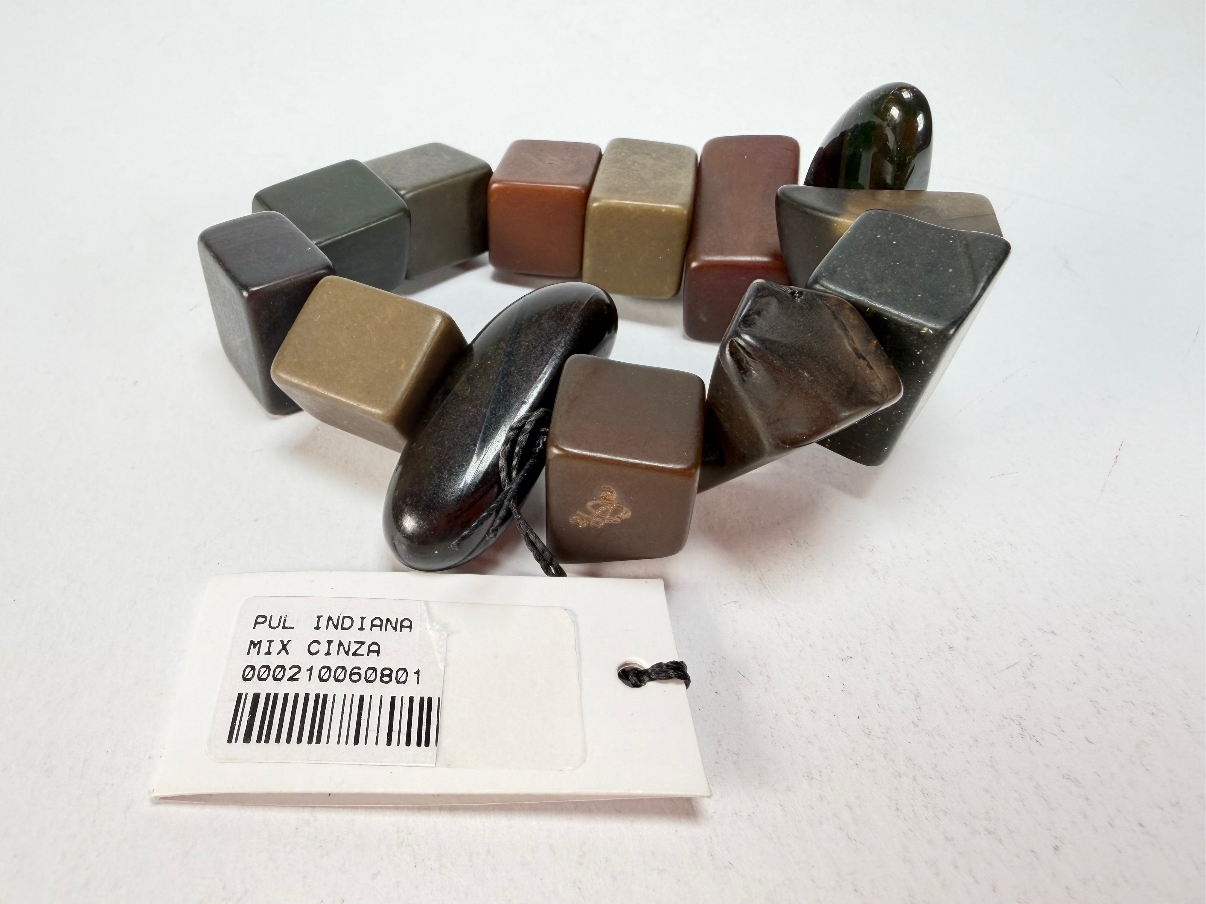 Sobral - Indiana "Cinza" Smokey Gray Mix Elasticated Resin Bracelet ( 000210 )