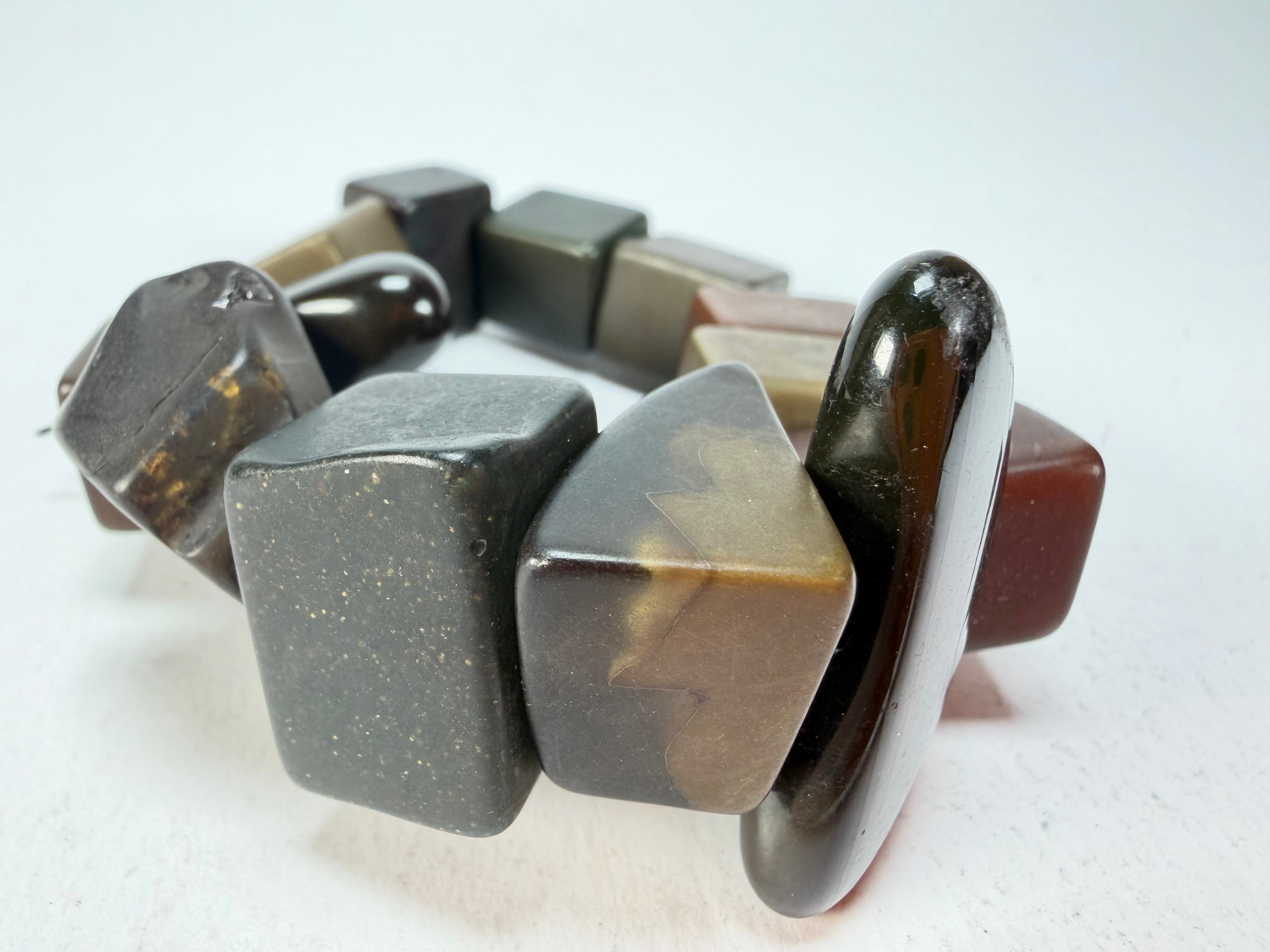 Sobral - Indiana "Cinza" Smokey Gray Mix Elasticated Resin Bracelet ( 000210 )