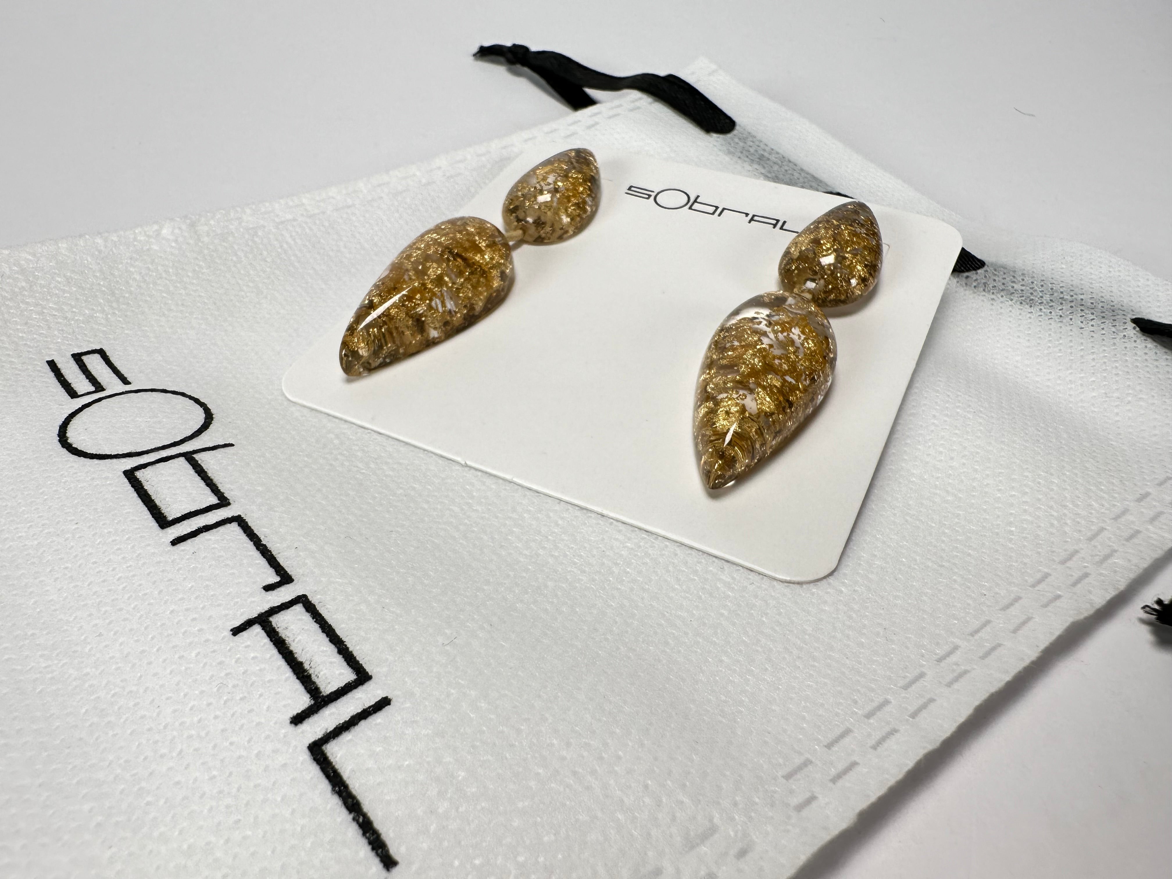 Sobral - Metalique "Water" Resin Earrings ( 004158 )
