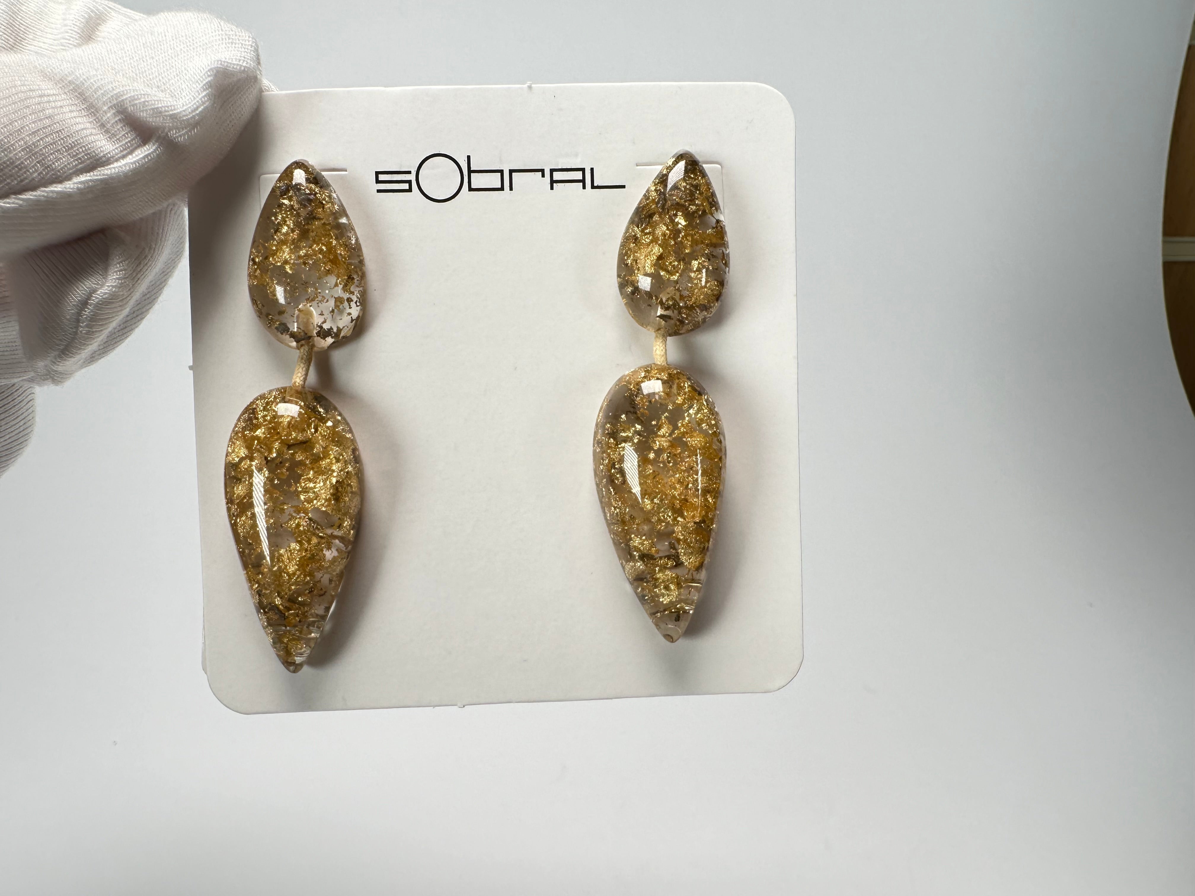 Sobral - Metalique "Water" Resin Earrings ( 004158 )