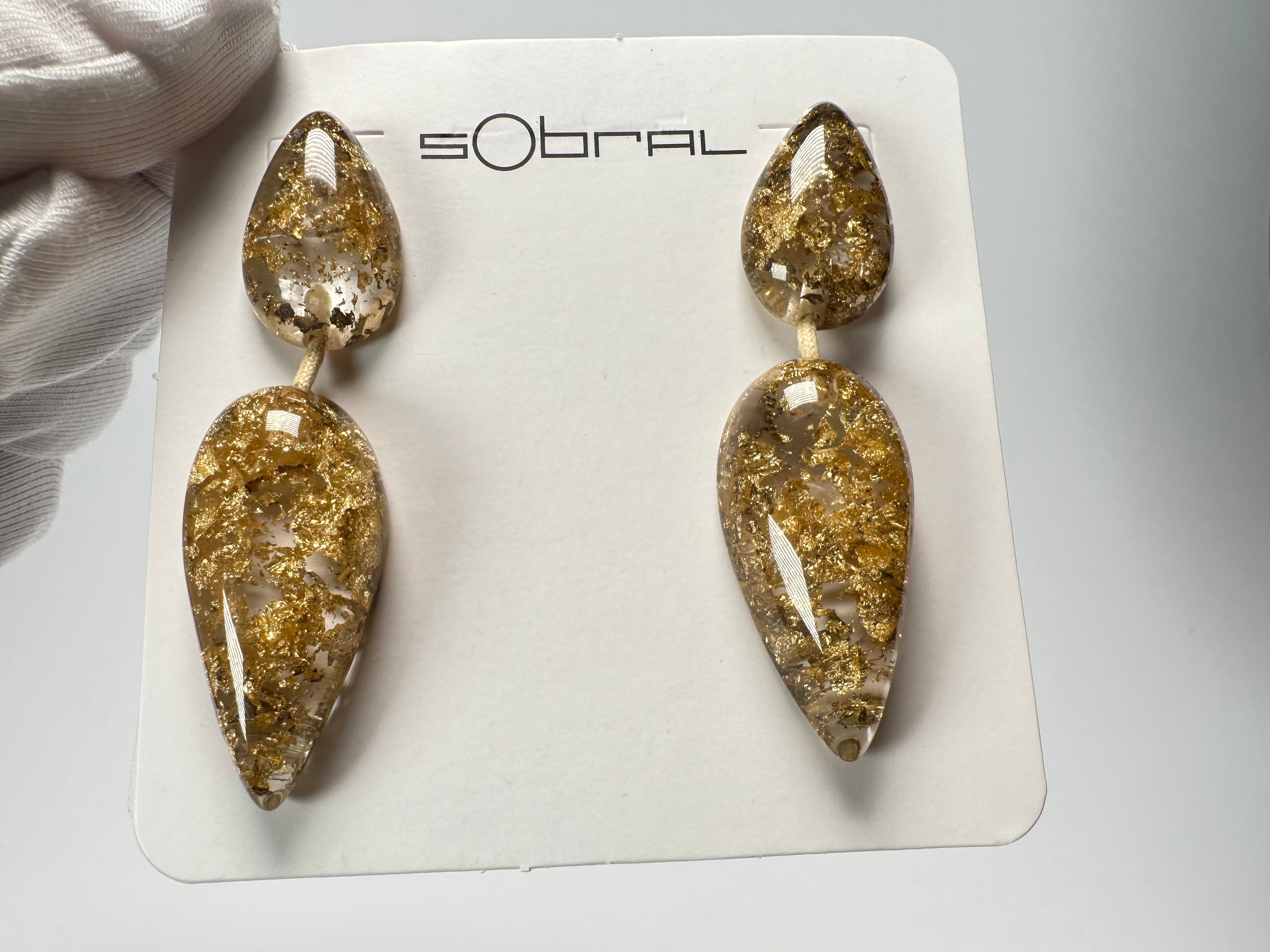 Sobral - Metalique "Water" Resin Earrings ( 004158 )