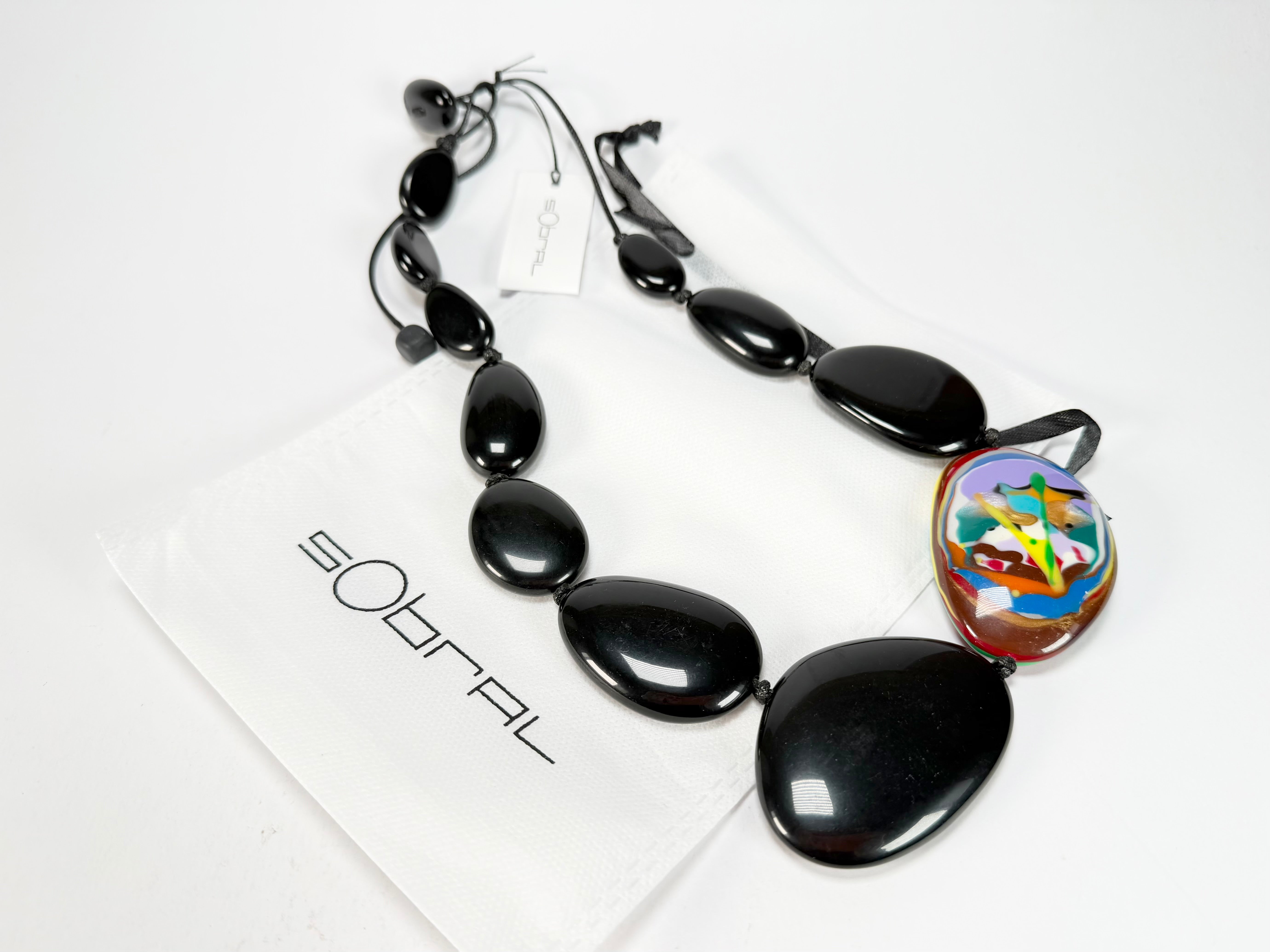 Sobral - Multi-Colour "Encantador" Black Resin Necklace ( 004109 )